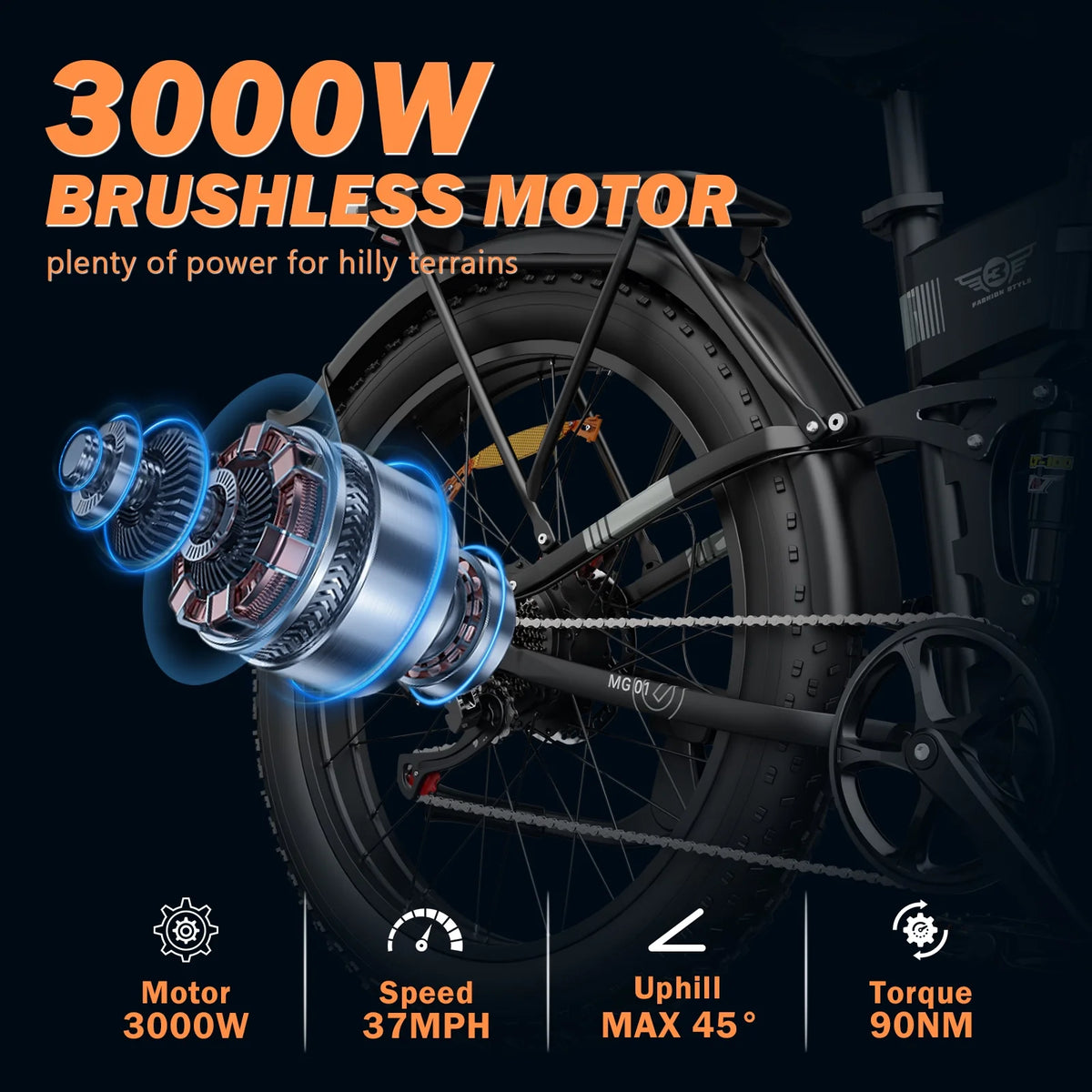 Dual Motor PEAK 3000W Electric Bike for Adults, 31mph 48V 23ah Electric Bicycle - Product image 27