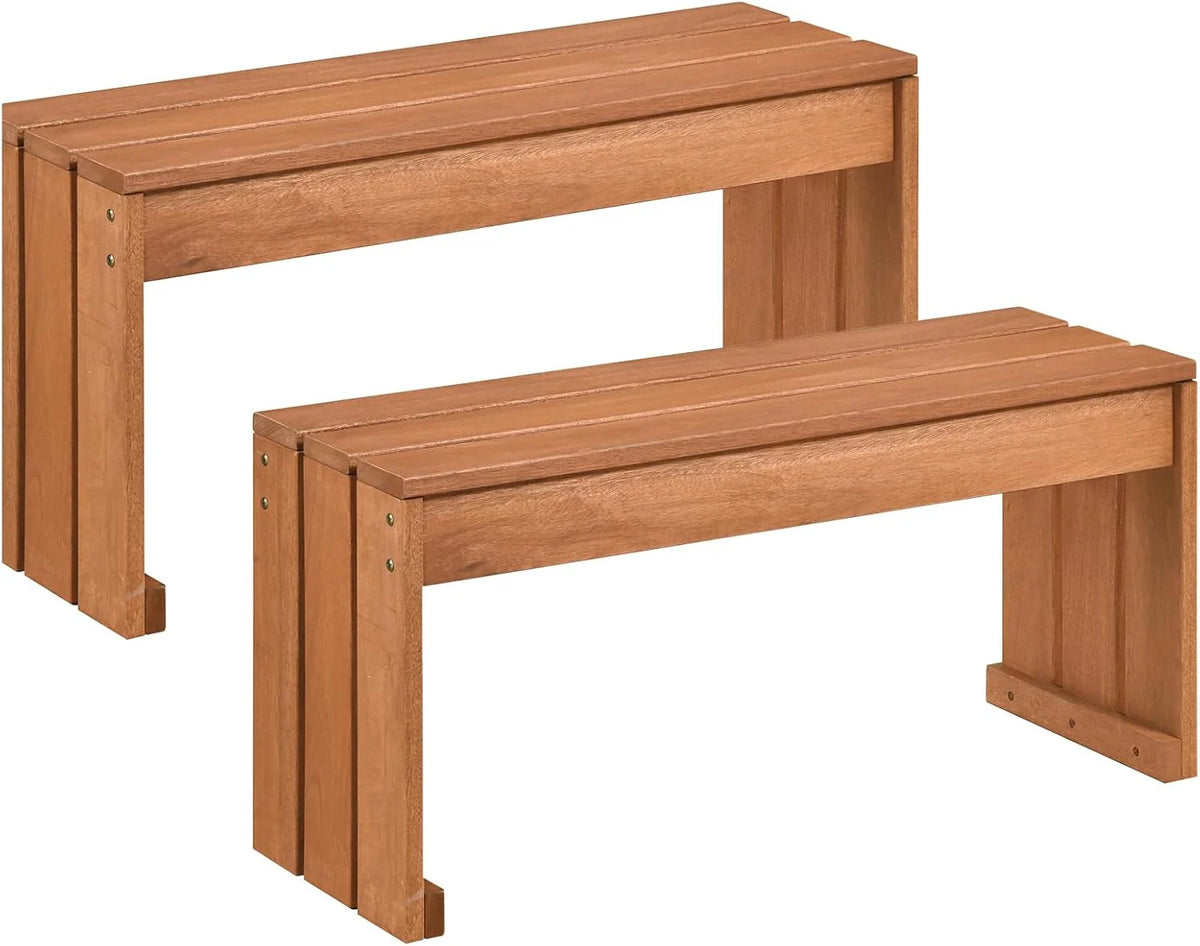 Tangkula Wood Outdoor Garden Bench - 2-Person Patio Backless Bench with Solid Wooden Frame - Product image 10