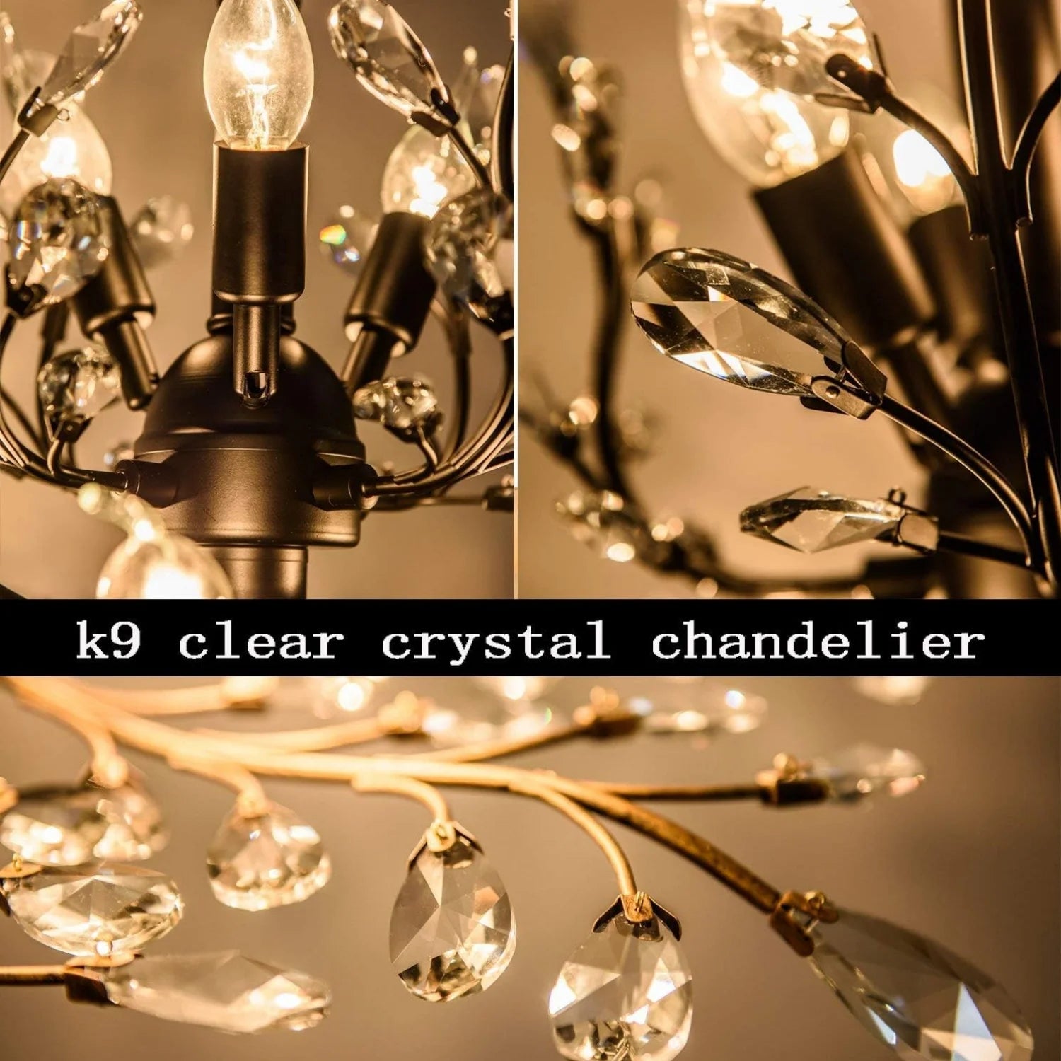 Ganeed Vintage 8 Lights Pendant Light Crystal Chandeliers Adjustable Ceiling Light for Living Room Bedroom - Product image 4