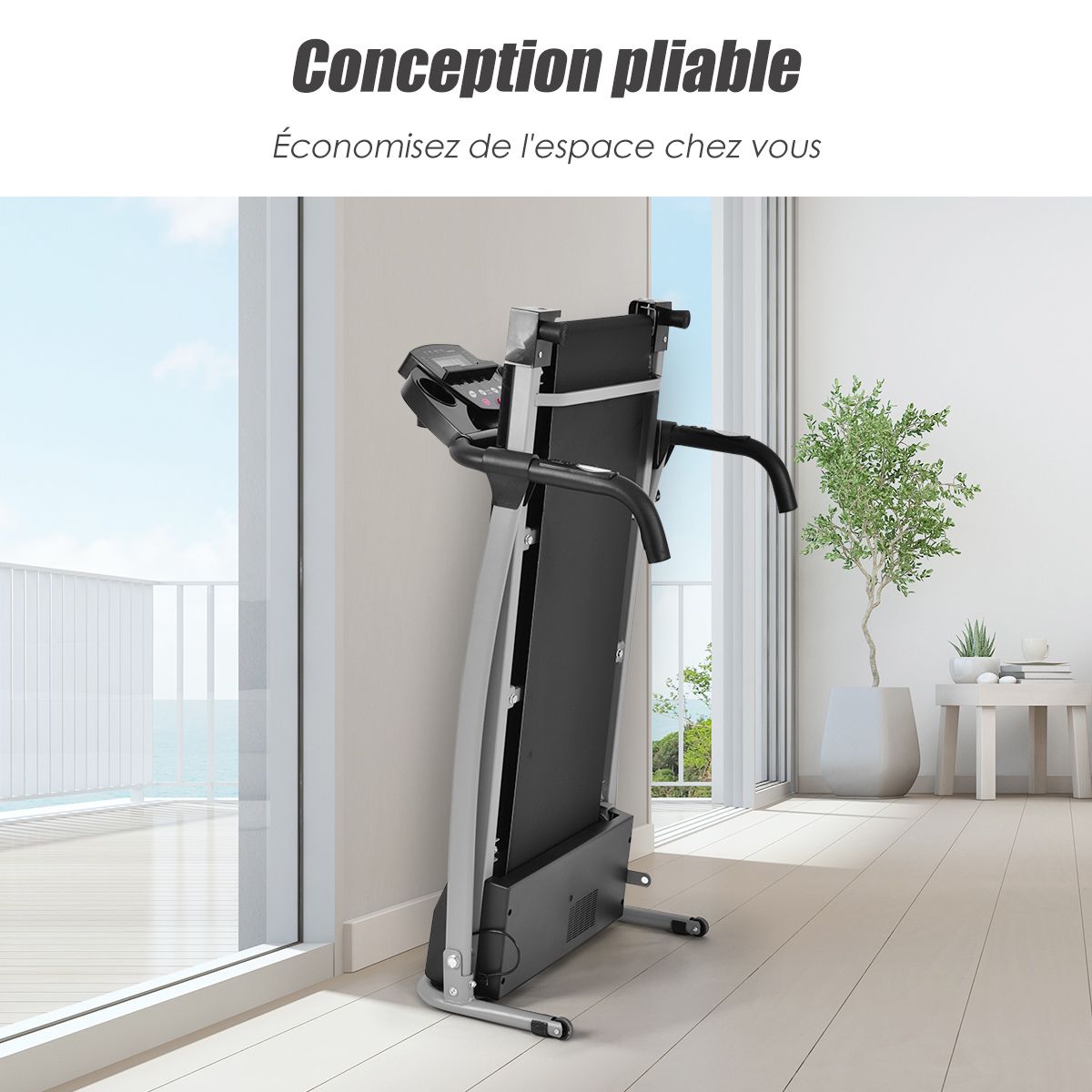 Foldable Electric Treadmill with Screen and Heart Rate Monitor with Speed ​​from 1 to 10 km/h and 12 Programs Black -