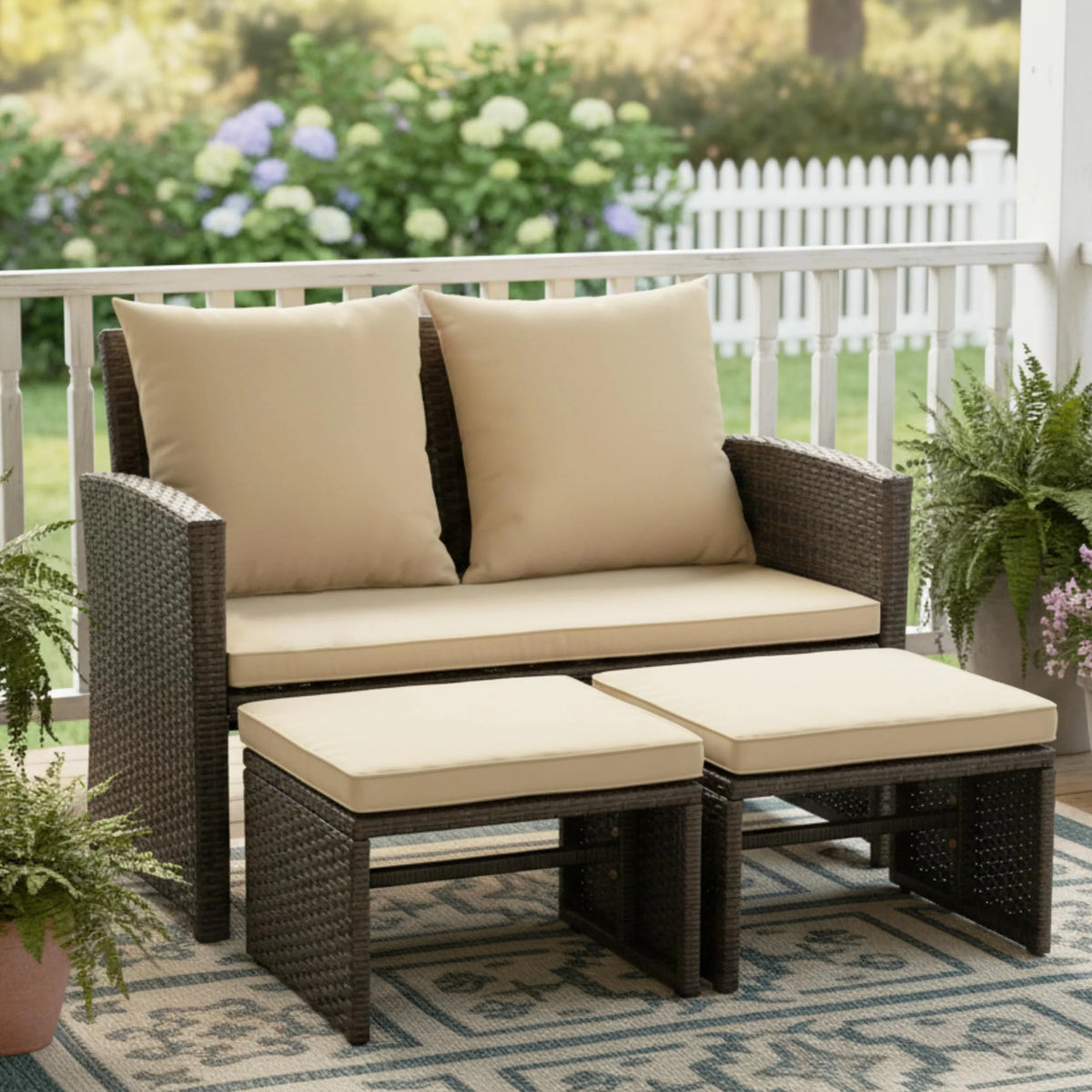 Tangkula 3 Pieces Patio PE Wicker Furniture Set with Cushions - Product image 1