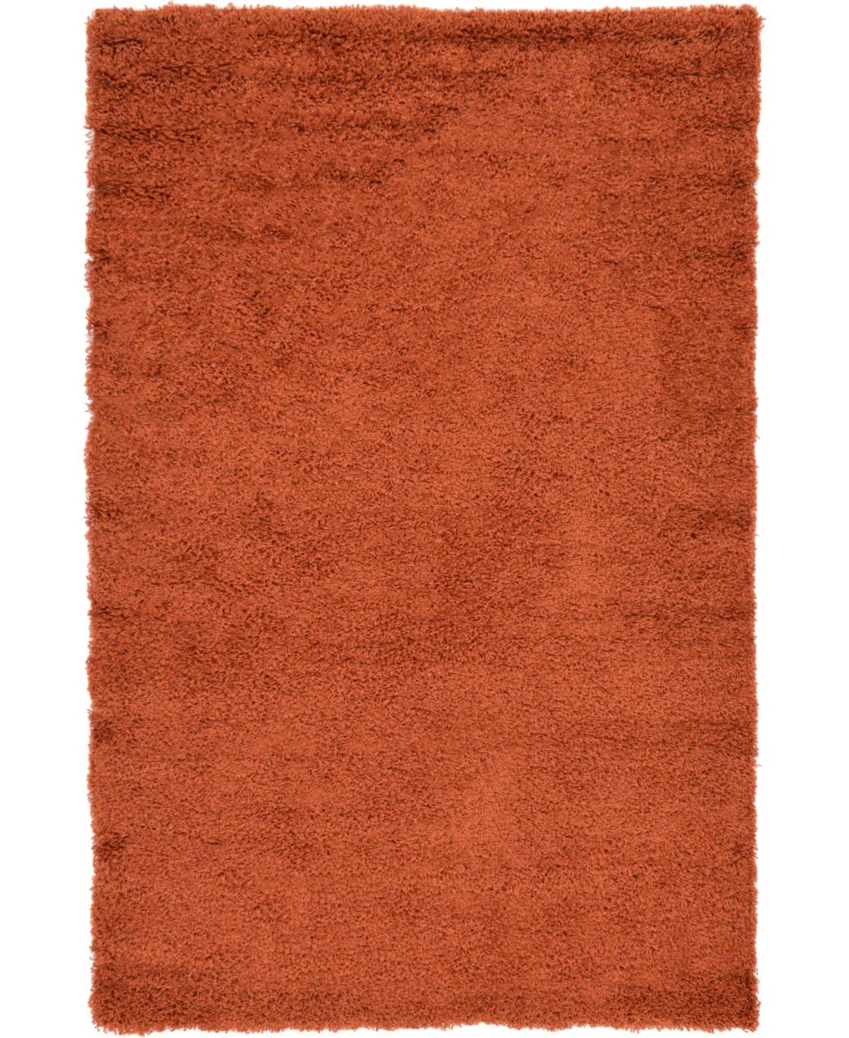 Unique Loom Solid Shag Collection Area Rug (5' 1" x 8' Rectangle, Terracotta) - Product image 1