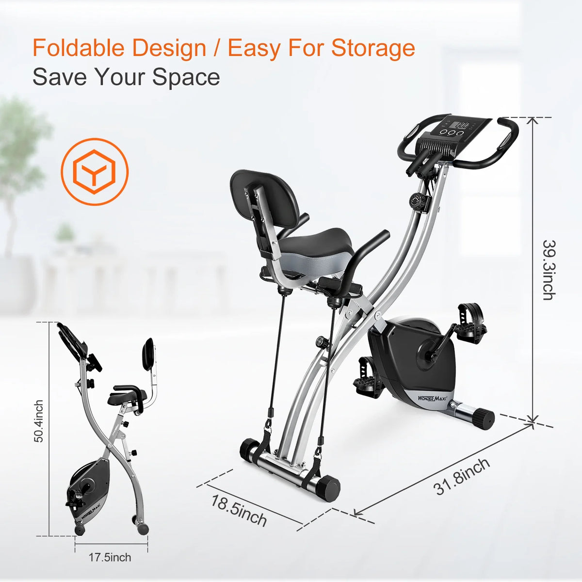 Wonder Maxi Foldable Exercise Bike for Home Magnetic Stationary Bike Indoor Cycling Upright Bicycle Indoor - Product image 5