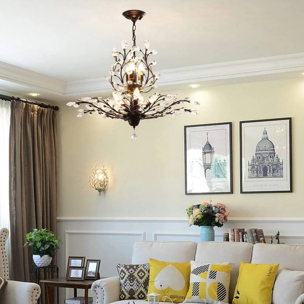 Ganeed Vintage 8 Lights Pendant Light Crystal Chandeliers Adjustable Ceiling Light for Living Room Bedroom - Product image 6