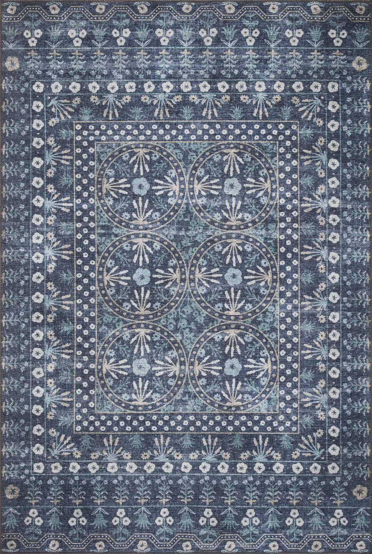 Rifle Paper Co. x Loloi Maison MAO-03 Rosette Blue Area Rug 2' x 5' - Product image 1