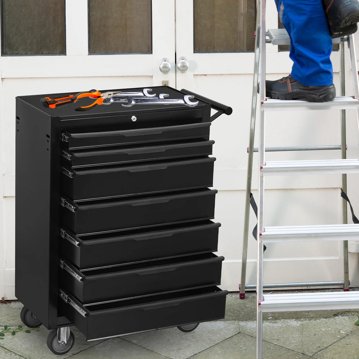 7 - Drawer Rolling Tool Chest Cabinet, Large Capacity Metal Tool Box with Wheels and Cylinder Locking - Product image 8