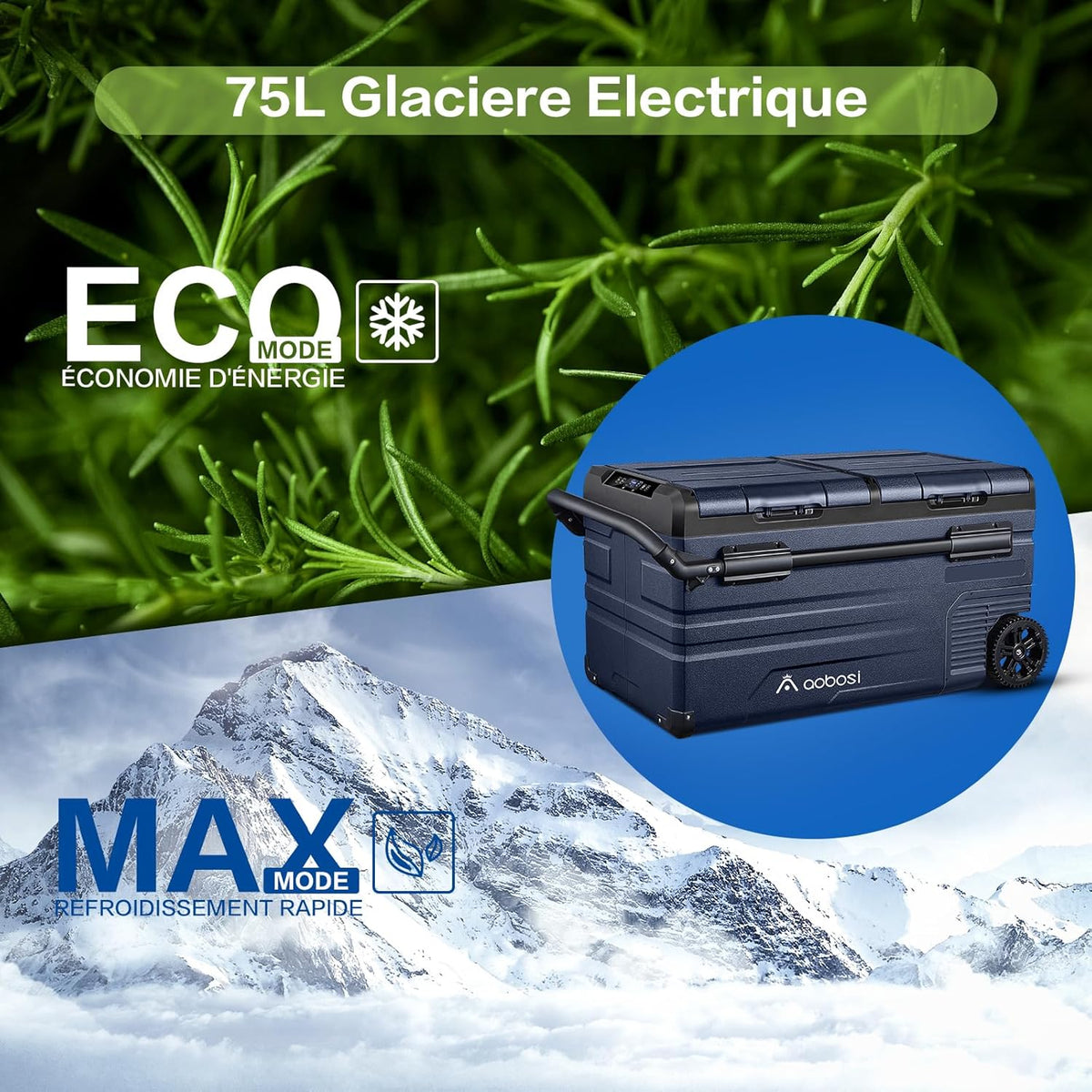 115L Double Zone Electric Cooler, WiFi APP Compression Cooler, 12 V/24 V and 100-240 V Camping Fridge, -20 to 20 for Car, Truck, Boat, Camping, Car, Caravans, Traveling, Home