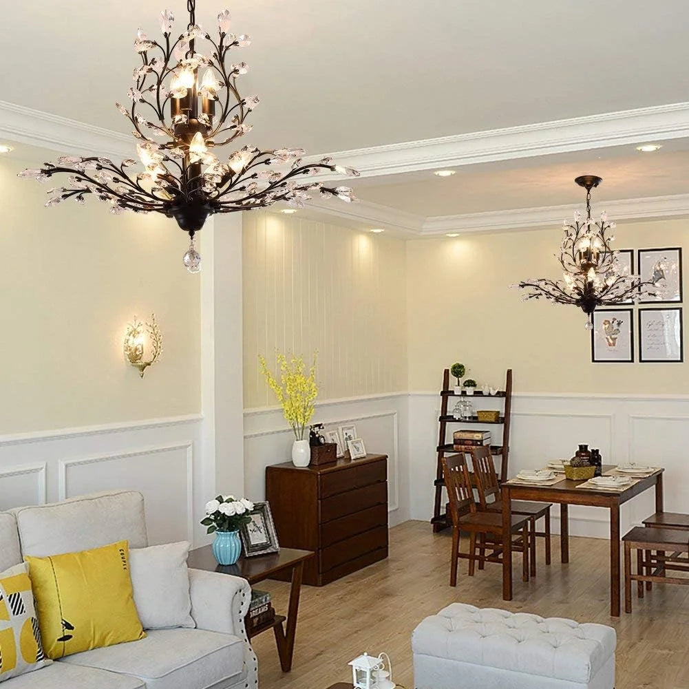 Ganeed Vintage 8 Lights Pendant Light Crystal Chandeliers Adjustable Ceiling Light for Living Room Bedroom - Product image 8