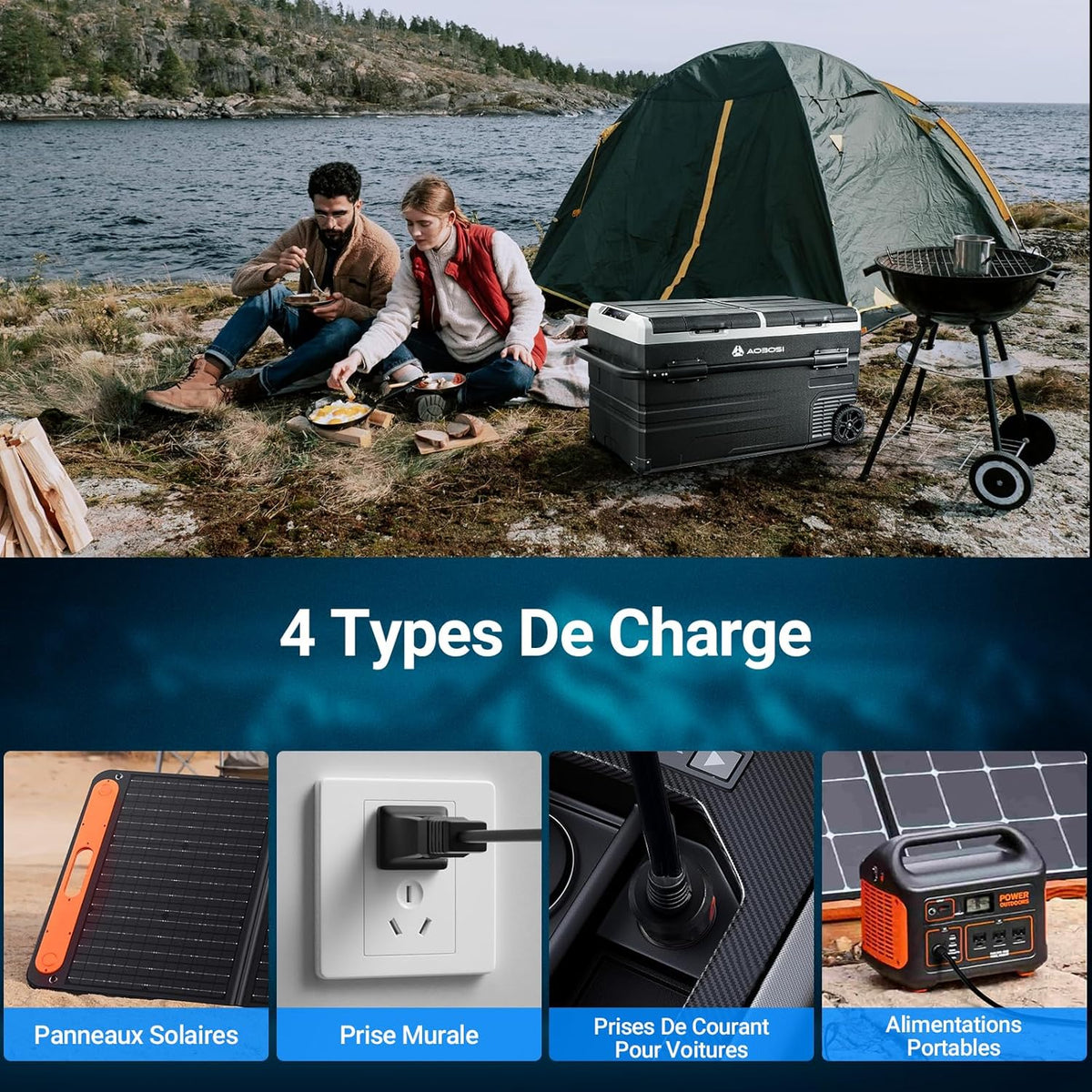 115L Double Zone Electric Cooler, WiFi APP Compression Cooler, 12 V/24 V and 100-240 V Camping Fridge, -20 to 20 for Car, Truck, Boat, Camping, Car, Caravans, Traveling, Home