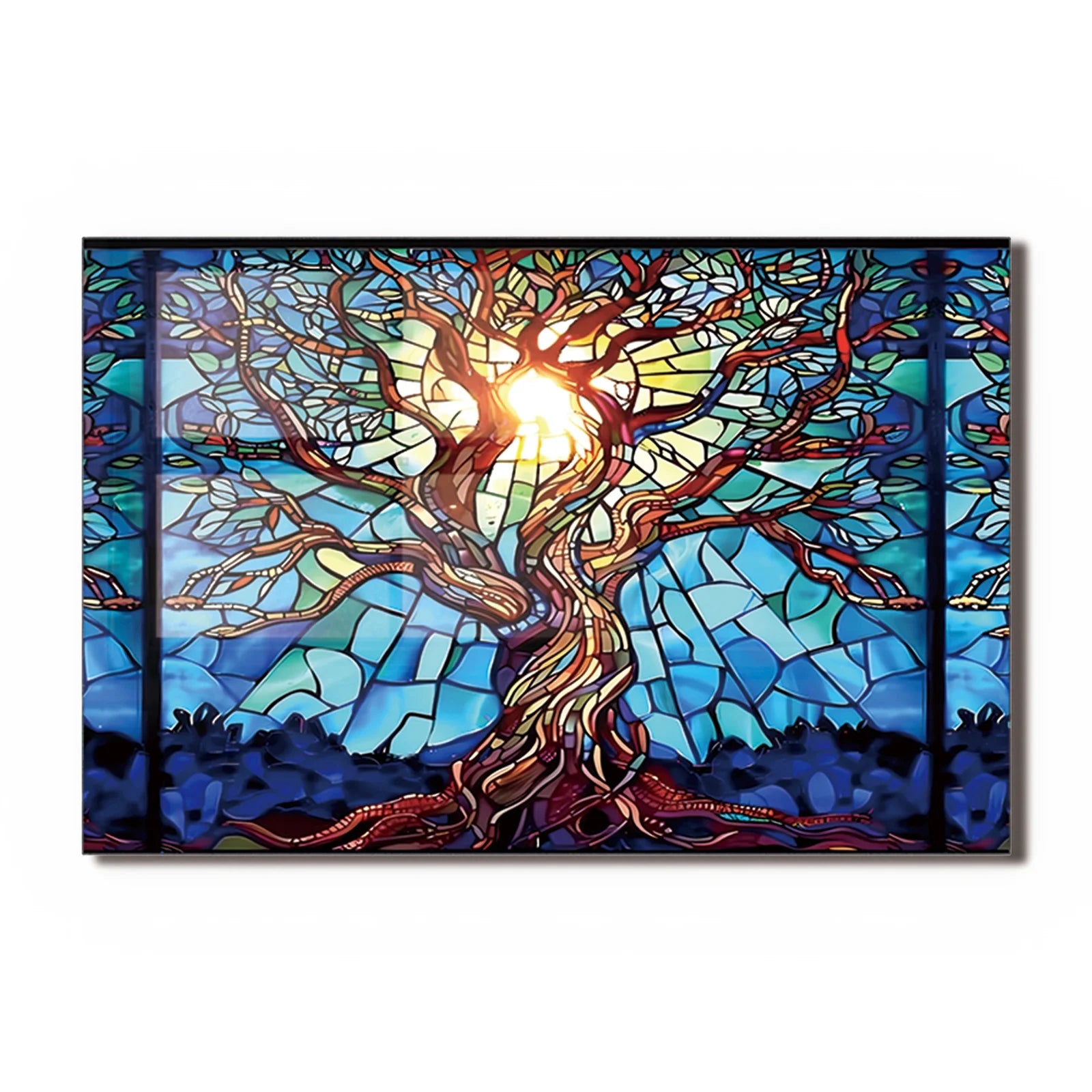 Mosaic Tree of Life Tempered Glass Backsplash for Kitchen Behind Stove, Back Top Cover - Product image 3