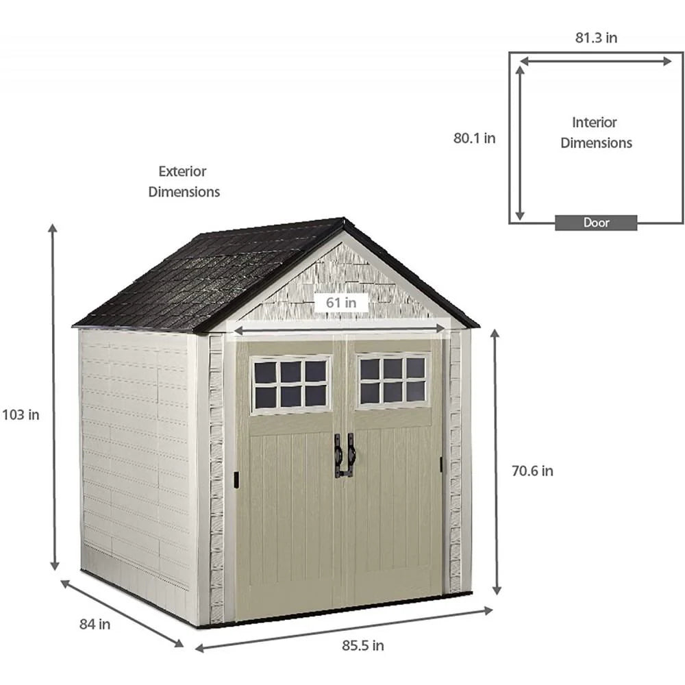 77 Ft Durable Weather Resistant Resin Outdoor Garden Storage Shed with Windows and Utility Hooks, Sand - Product image 2