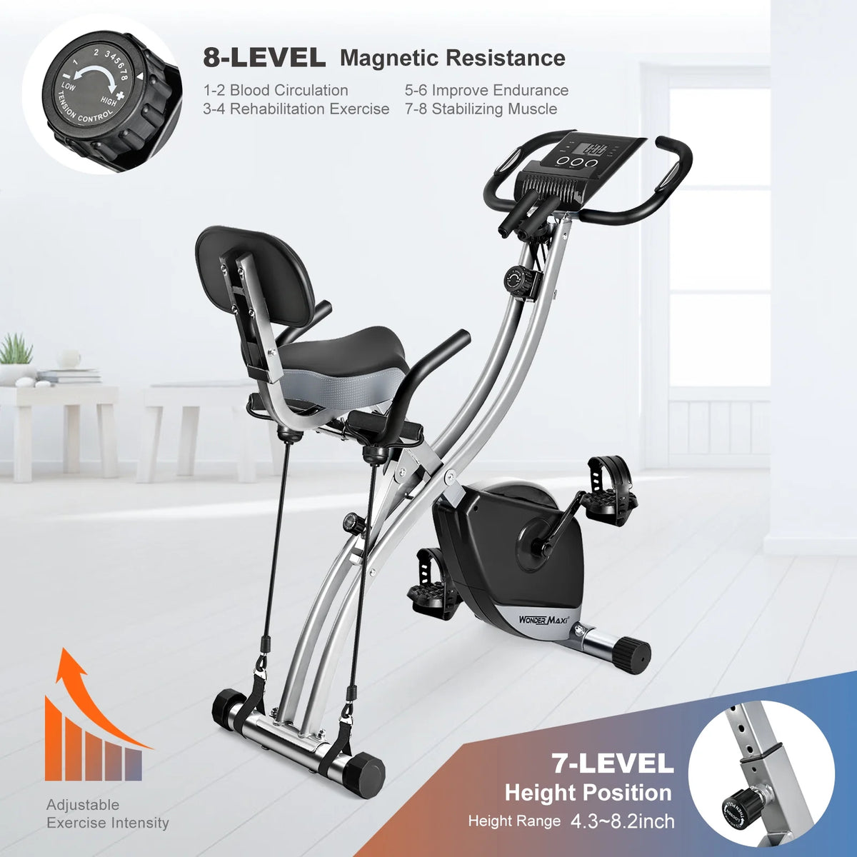 Wonder Maxi Foldable Exercise Bike for Home Magnetic Stationary Bike Indoor Cycling Upright Bicycle Indoor - Product image 3