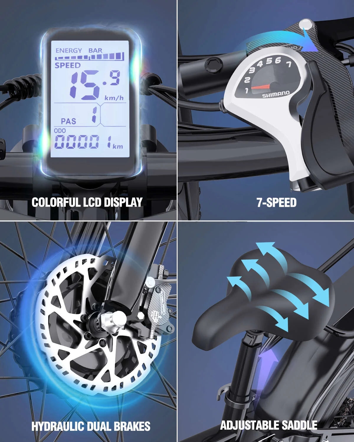 Dual Motor PEAK 3000W Electric Bike for Adults, 31mph 48V 23ah Electric Bicycle - Product image 9