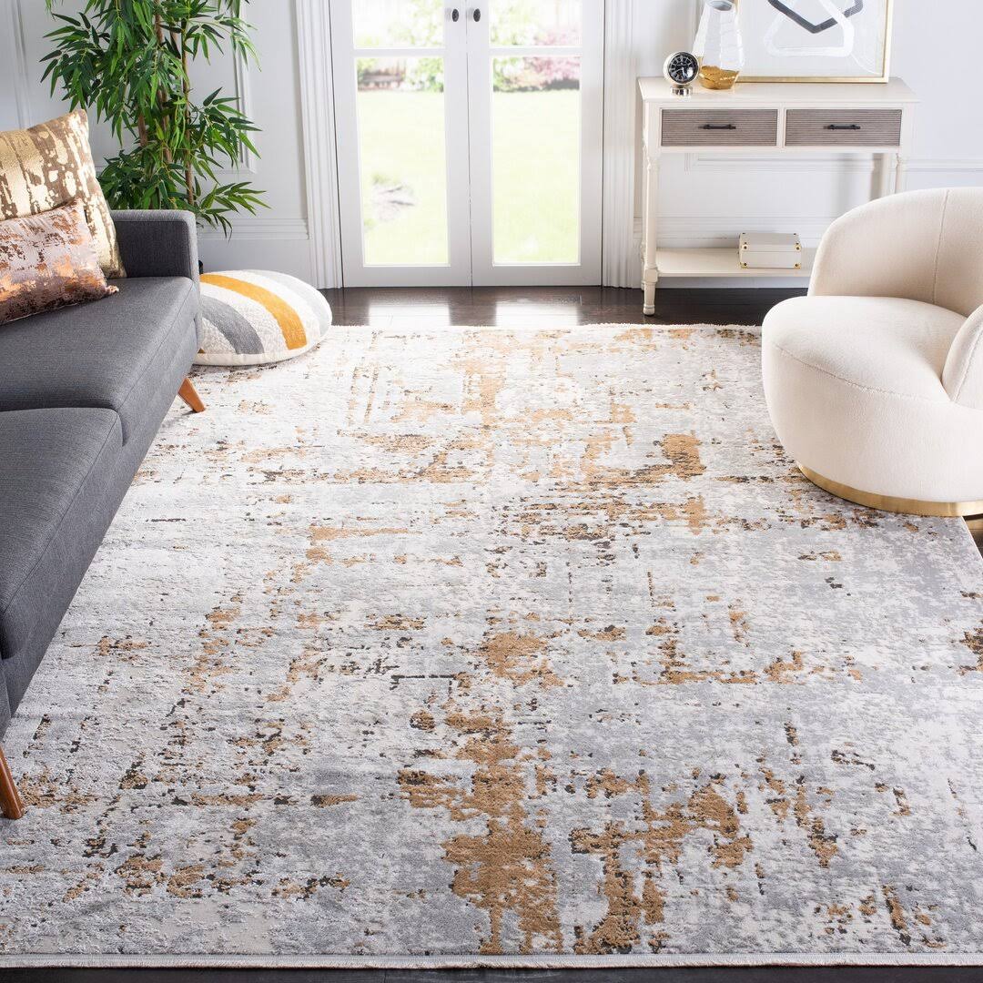 Broadway Abstract Gray / Gold Area Rug Williston Forge Rug Size: Rectangle 8' x 10' - Product image 1