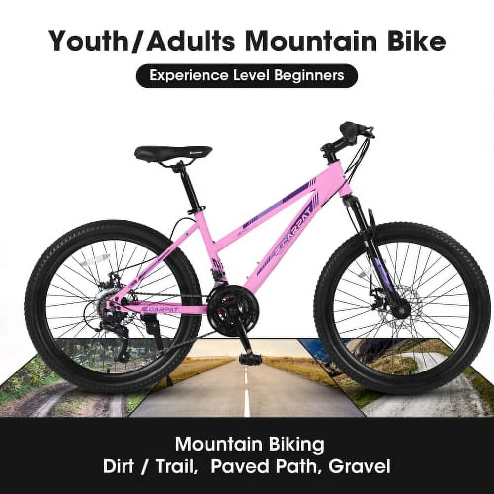 POWANLI 26" Mountain Bike for Women, 21 Speeds Mountain Bicycles with Dual Disc Brakes and 100mm Front - Product image 2