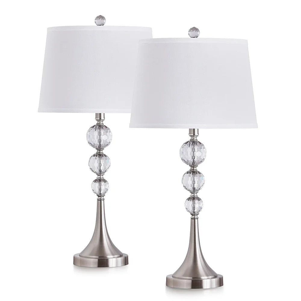 Homeglam Madison 27 - Inch Crystal Ball Metal Table Lamp (Set of 2) Brushed Nickel - Product image 1