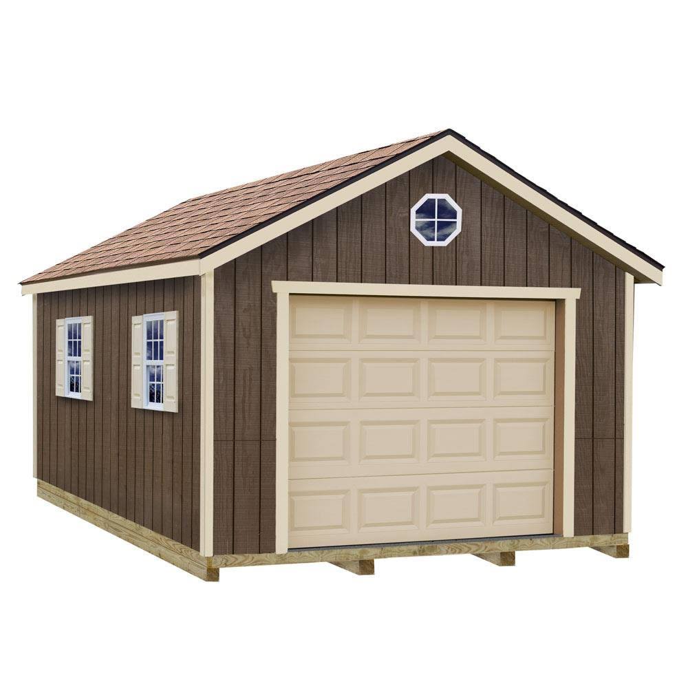 Best Barns 12-ft x 16-ft Wood Single Car Garage Building in Clear - SIERRA1216 - Product image 1