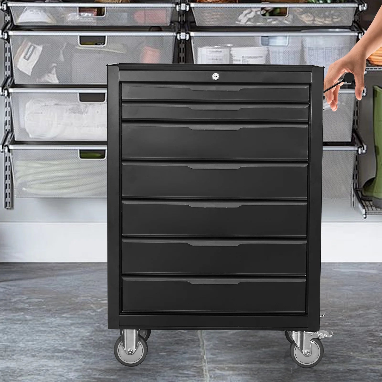 7 - Drawer Rolling Tool Chest Cabinet, Large Capacity Metal Tool Box with Wheels and Cylinder Locking - Product image 9