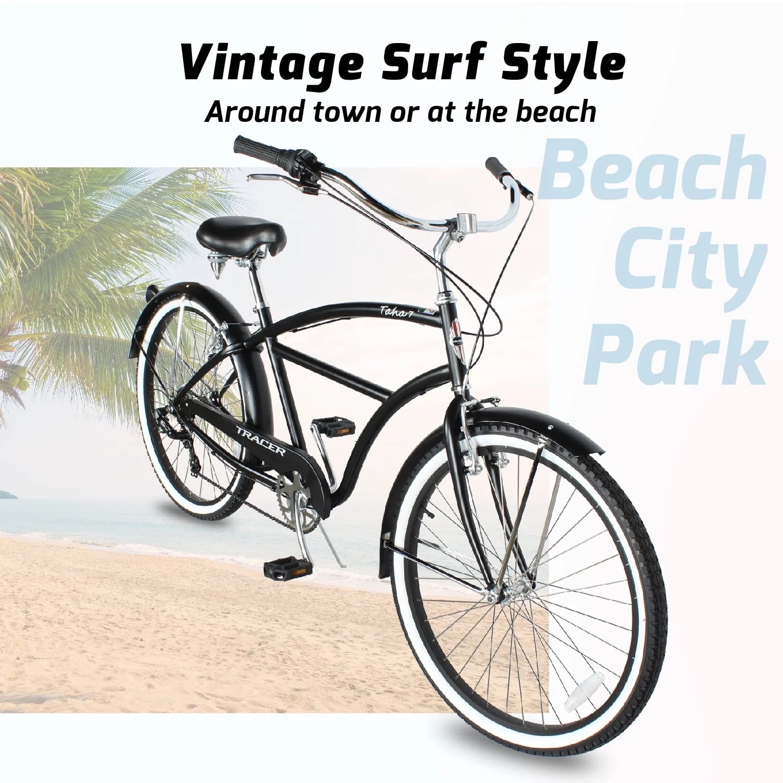 TRACER TAHA Beach Cruiser Bike for Men, 26 in Wheels, Hi Ten Steel Frame, 7 Speed, Hybrid Bike for Adults - Product image 5