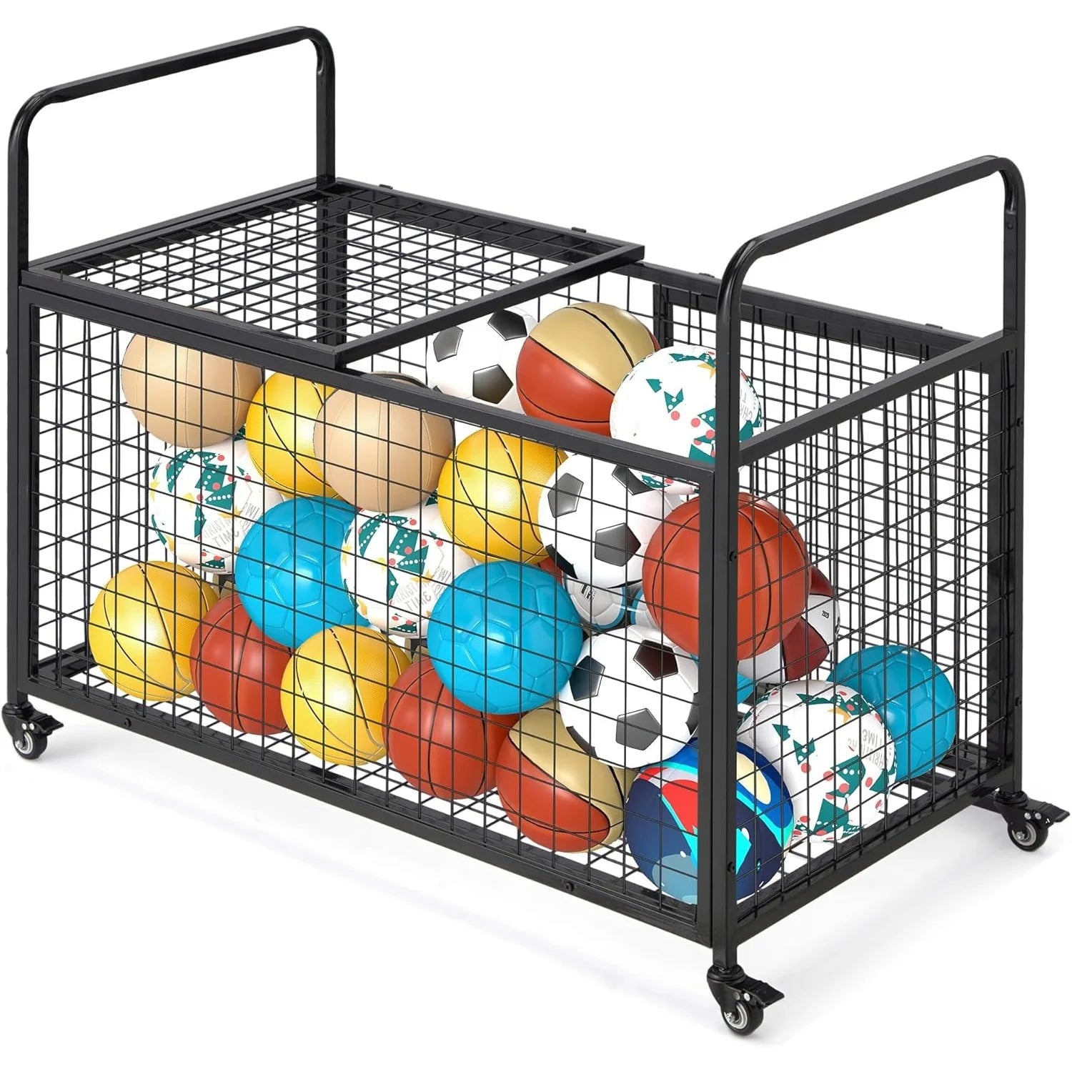 AECOJOY Ball Cart Storage, Rolling Basketball Bin with Wheels for Garage, School, Gym - Product image 1