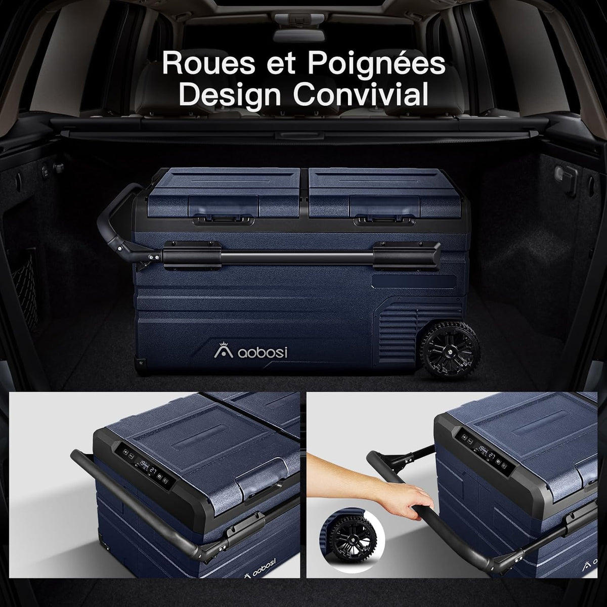 115L Double Zone Electric Cooler, WiFi APP Compression Cooler, 12 V/24 V and 100-240 V Camping Fridge, -20 to 20 for Car, Truck, Boat, Camping, Car, Caravans, Traveling, Home