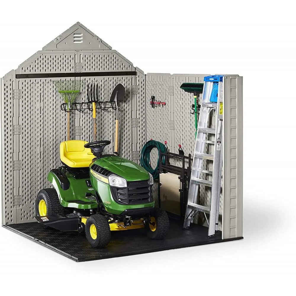 77 Ft Durable Weather Resistant Resin Outdoor Garden Storage Shed with Windows and Utility Hooks, Sand - Product image 7