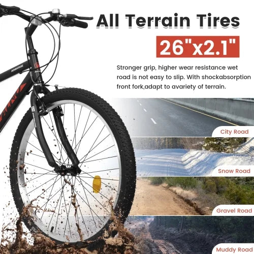 POWANLI 26" Mountain Bike for Women, 21 Speeds Mountain Bicycles with Dual Disc Brakes and 100mm Front - Product image 22