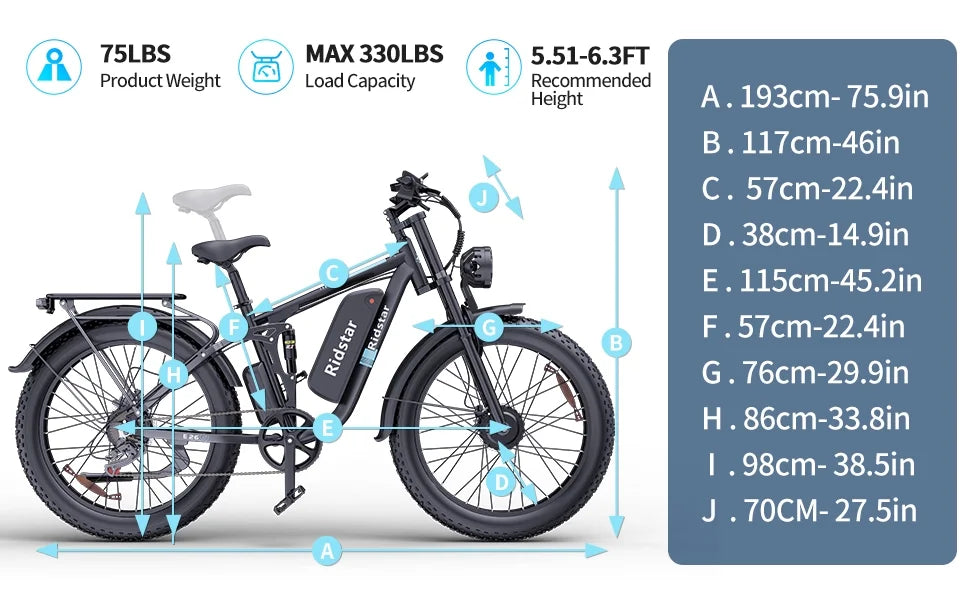 Dual Motor PEAK 3000W Electric Bike for Adults, 31mph 48V 23ah Electric Bicycle - Product image 11