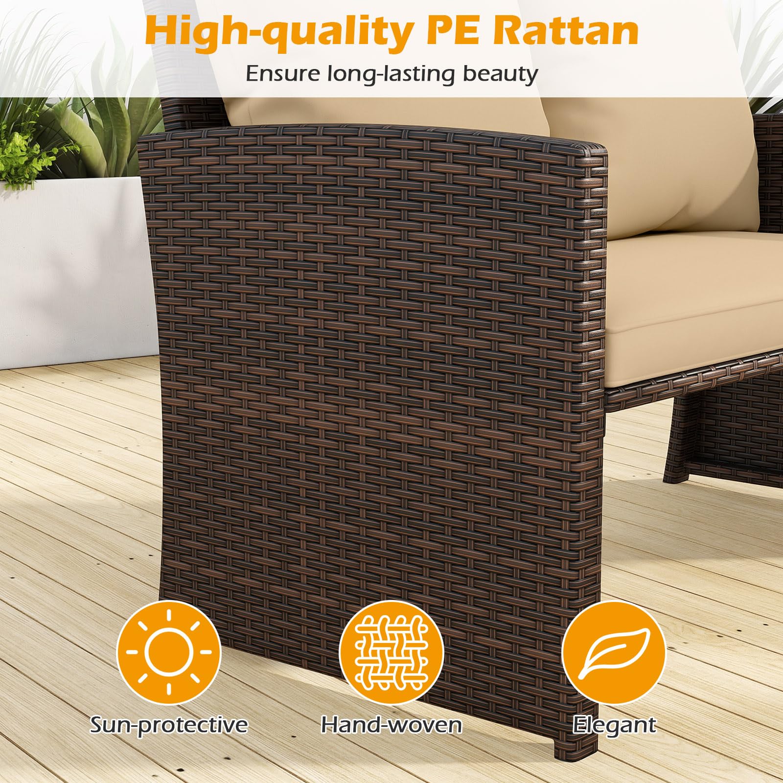 Tangkula 3 Pieces Patio PE Wicker Furniture Set with Cushions - Product image 5