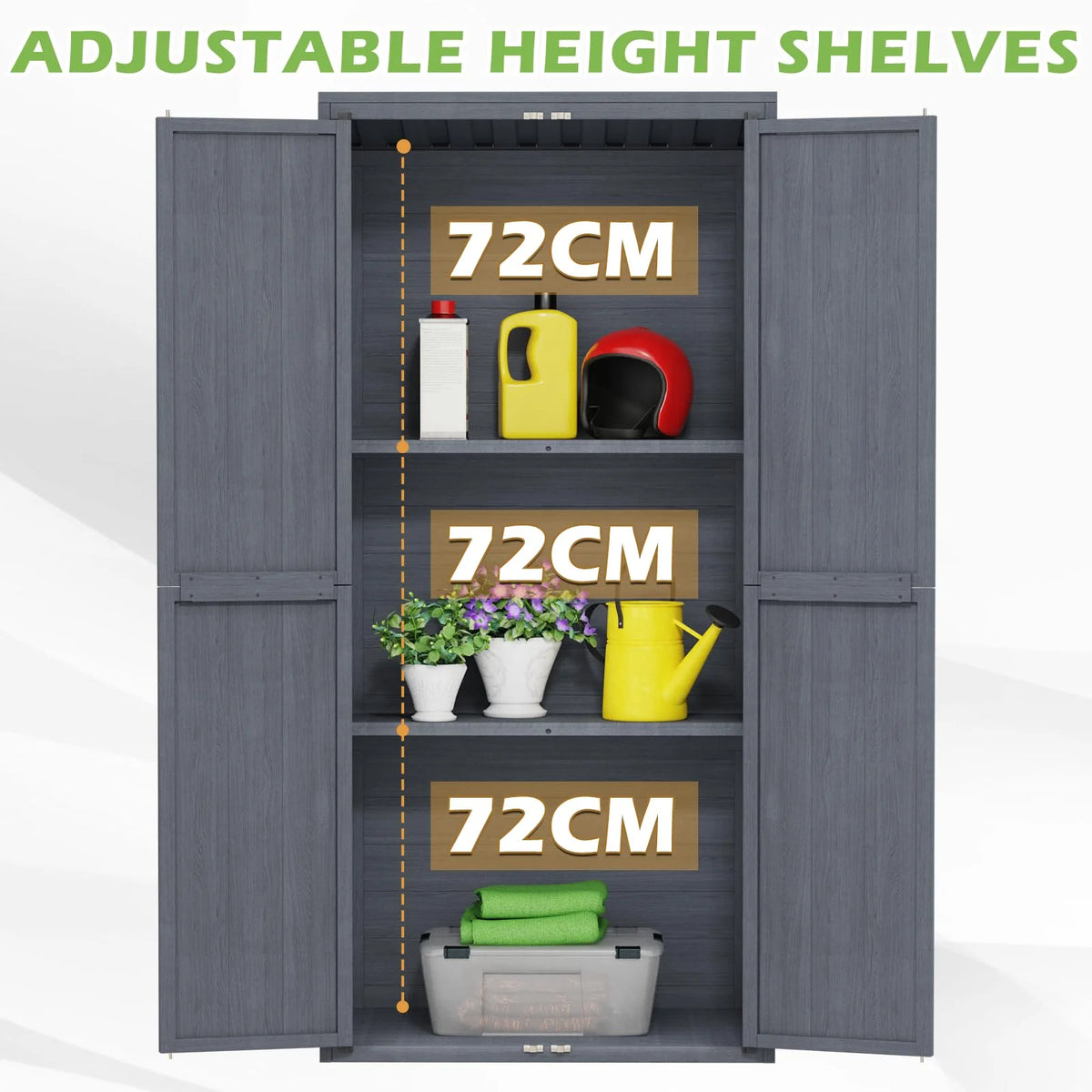 AECOJOY Outdoor Wooden Storage Cabinet Weatherproof, Garden Vertical Storage Shed with 3 Adjustable Shelves - Product image 6