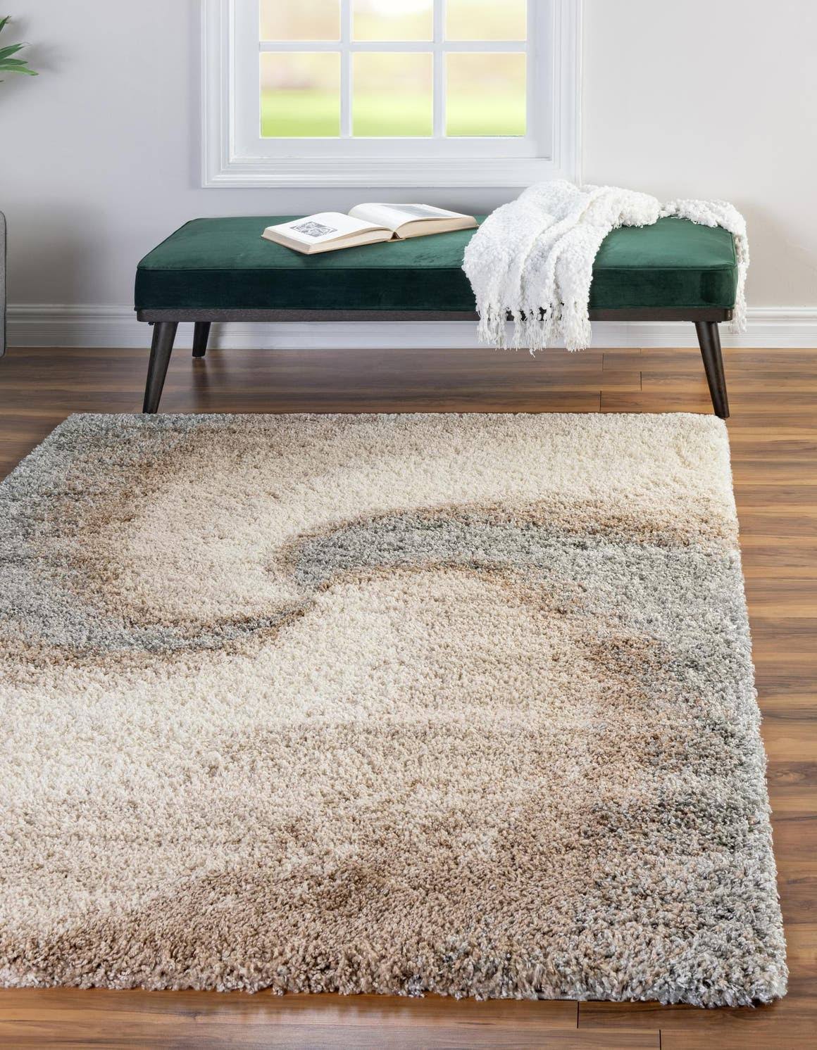 Unique Loom Soft Touch Shag 5x8 Khaki Abstract Area Rug - Product image 1