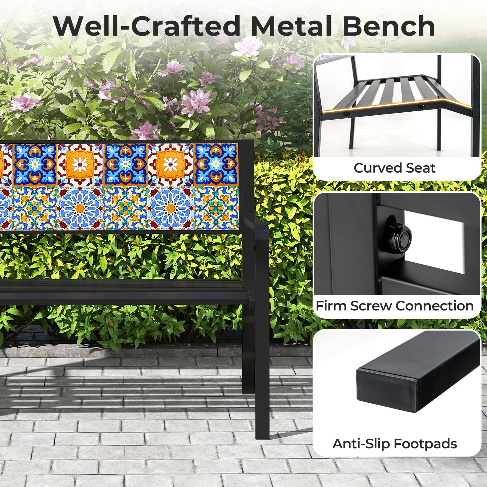 Tangkula 50" Metal Patio Park Bench - Product image 6