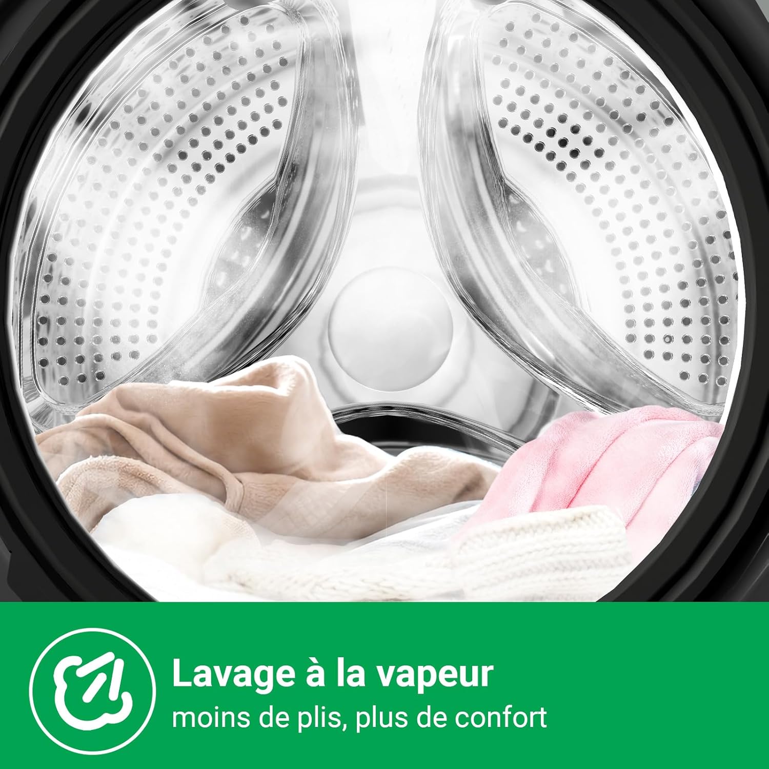 CHiQ Washing Machine CFL80-14586IM3XA, Front loading 8 kg, Space Pro, Stable inverter motor, 1400 rpm, Intelligent AI program, Steam function, Quick wash 15 minutes, 15 wash cycles, Gray