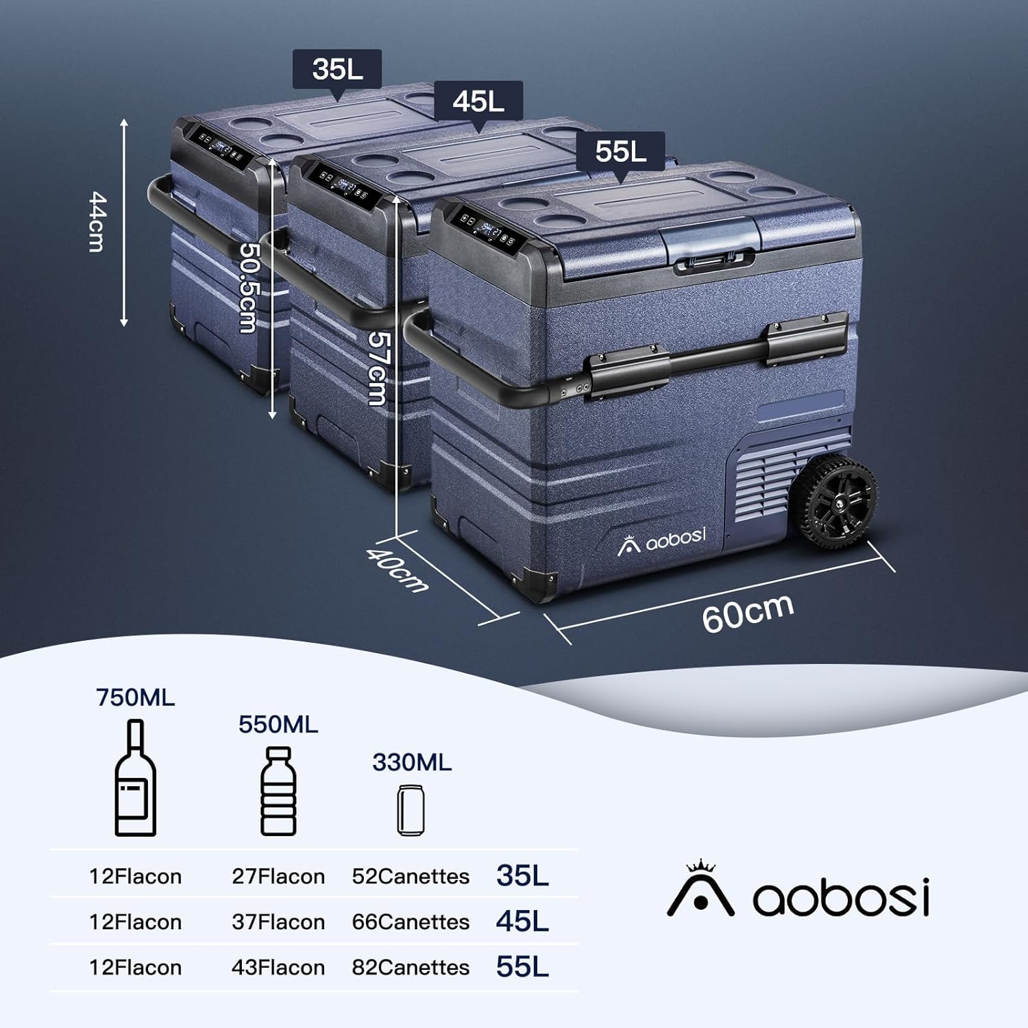 115L Double Zone Electric Cooler, WiFi APP Compression Cooler, 12 V/24 V and 100-240 V Camping Fridge, -20 to 20 for Car, Truck, Boat, Camping, Car, Caravans, Traveling, Home