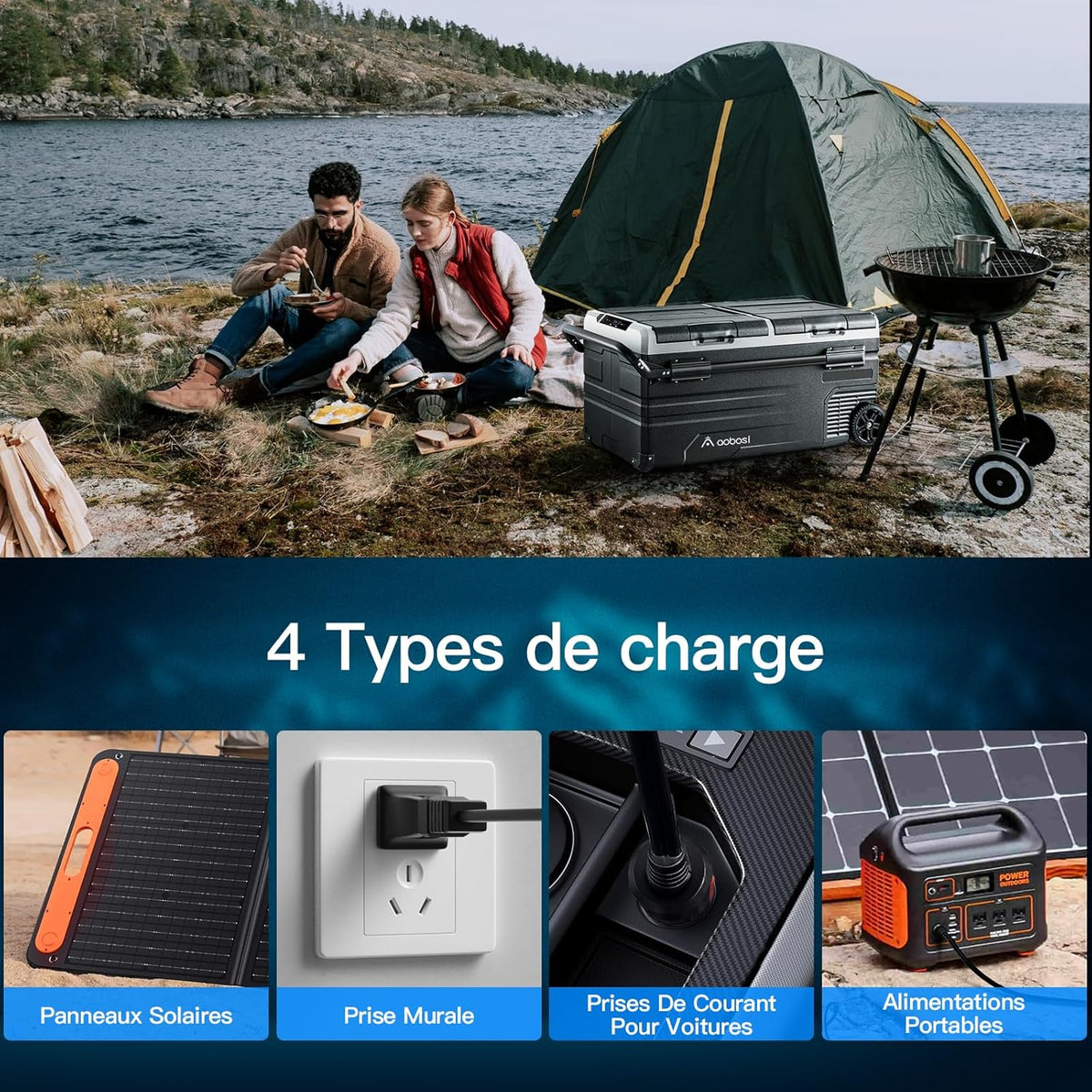 115L Double Zone Electric Cooler, WiFi APP Compression Cooler, 12 V/24 V and 100-240 V Camping Fridge, -20 to 20 for Car, Truck, Boat, Camping, Car, Caravans, Traveling, Home