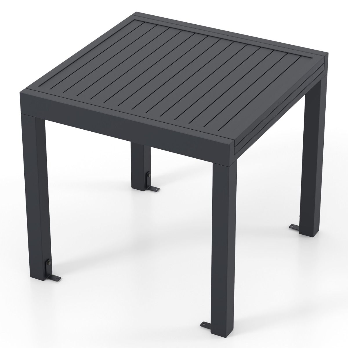 Extendable Aluminum Garden Table Adjustable from 80 to 160 CM Outdoor Dining Table Slatted Top for 4-6 People Dark Gray -