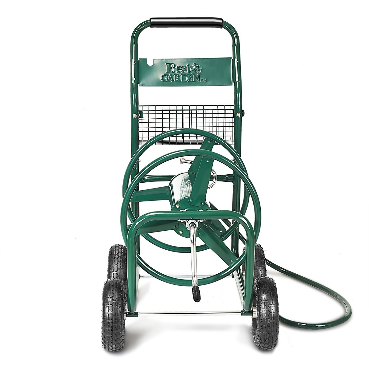 Garden Hose Reel with 4 Wheels Trolley for 1.7m of Watering Hose Basket, 95x62x113cm, Green -