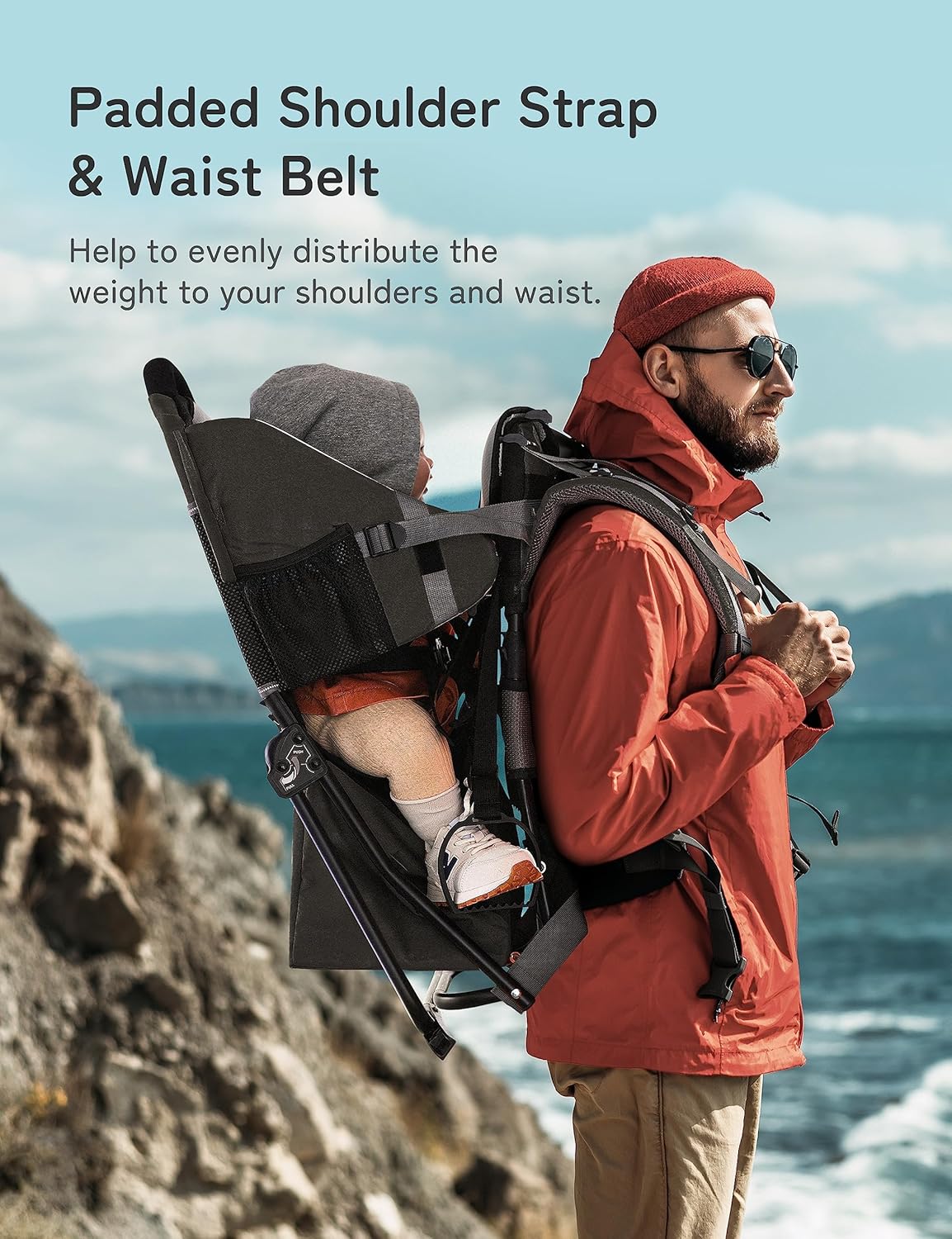 besrey Hiking baby carrier, Children's backpack, for outdoor use, Foldable - Black