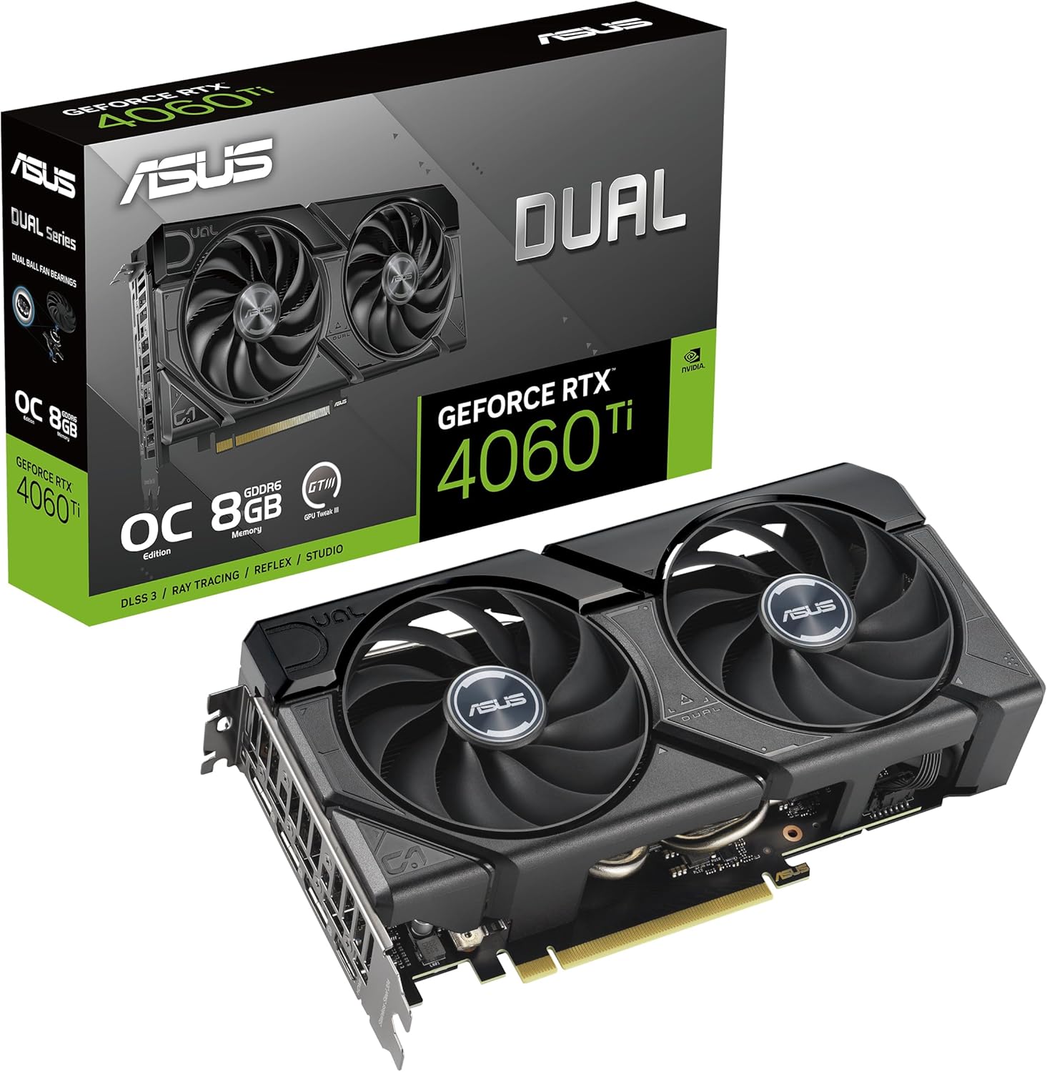 ASUS GeForce RTX 4060 TI Dual Evo 8G OC Gaming Graphics Card - Clock Boost 2595 MHz GDDR6X PCIe Gen 4 DLSS 3 3X DP v 1.4a HDMI 2.1a (Supports 4K and 8K HDR)