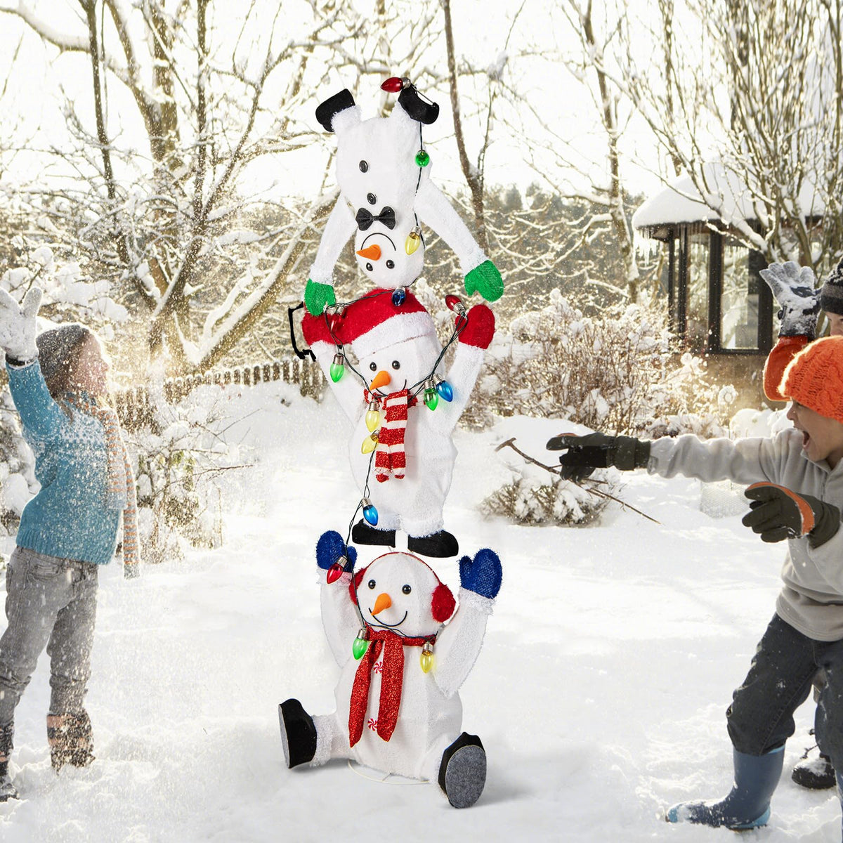 Tangkula 5.6 FT Lighted Christmas Stacked Snowmen Decoration - Product image 3