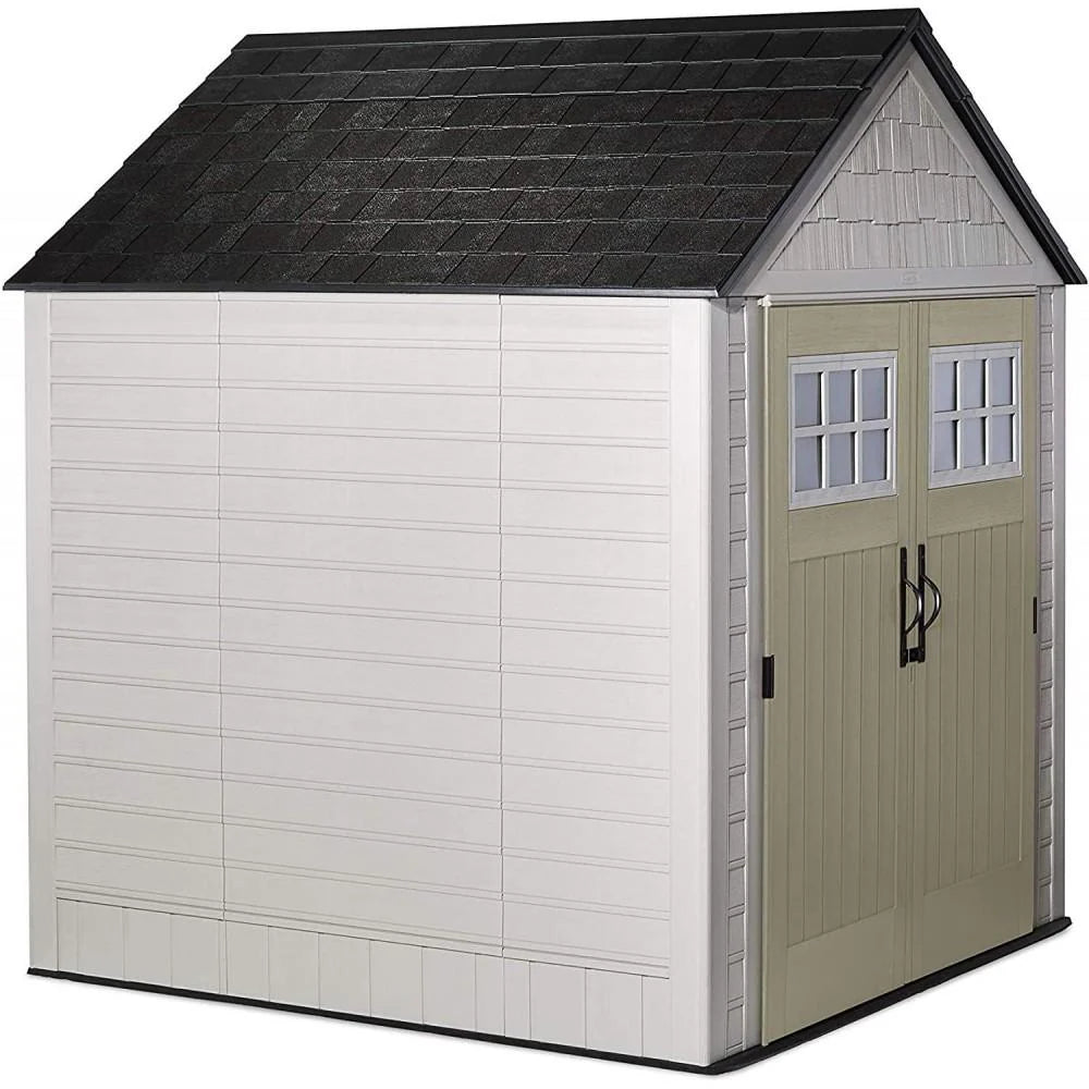 77 Ft Durable Weather Resistant Resin Outdoor Garden Storage Shed with Windows and Utility Hooks, Sand - Product image 3