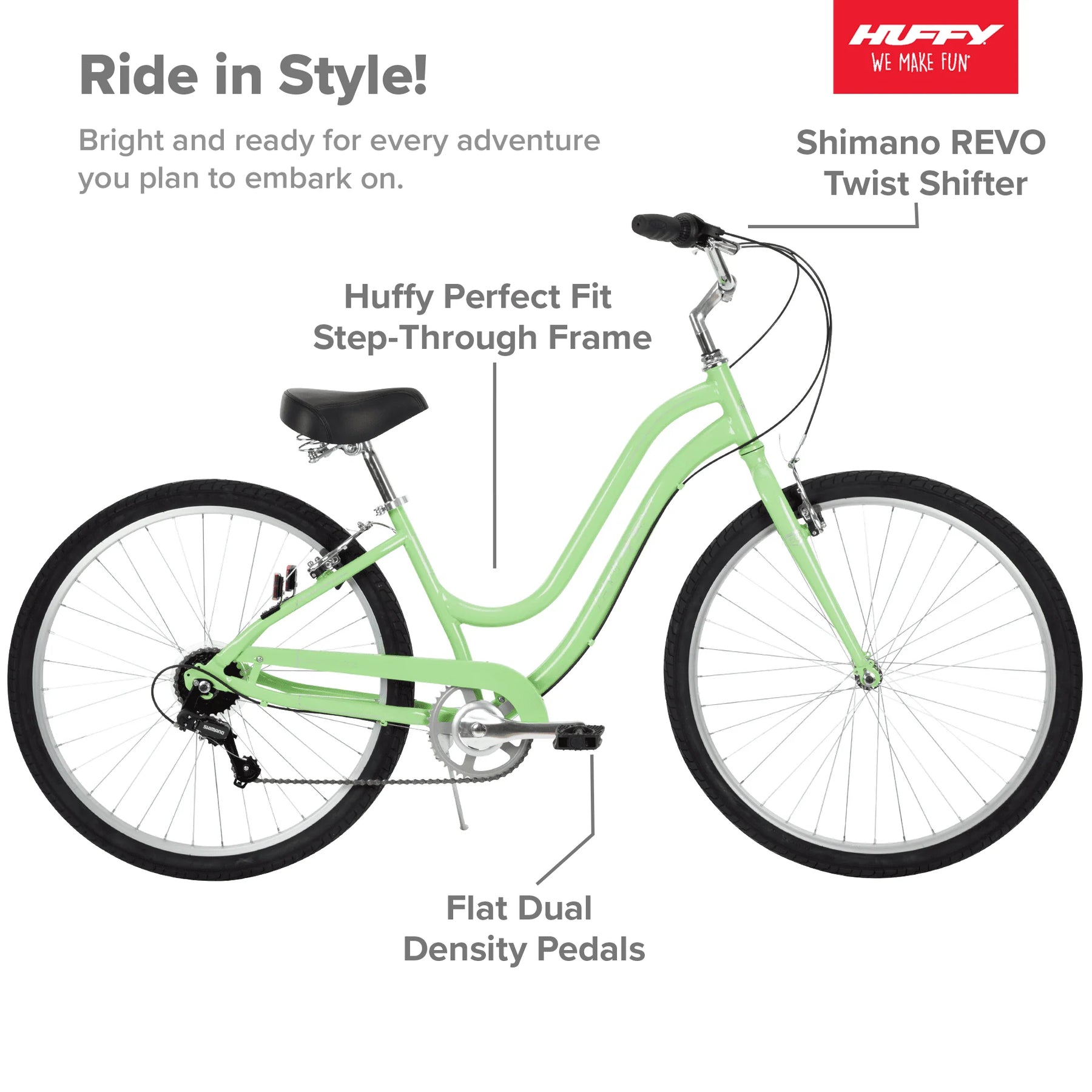 Huffy 27.5 In. Parkside Women'S Comfort Bike with Perfect Fit Frame, Mint - Product image 2