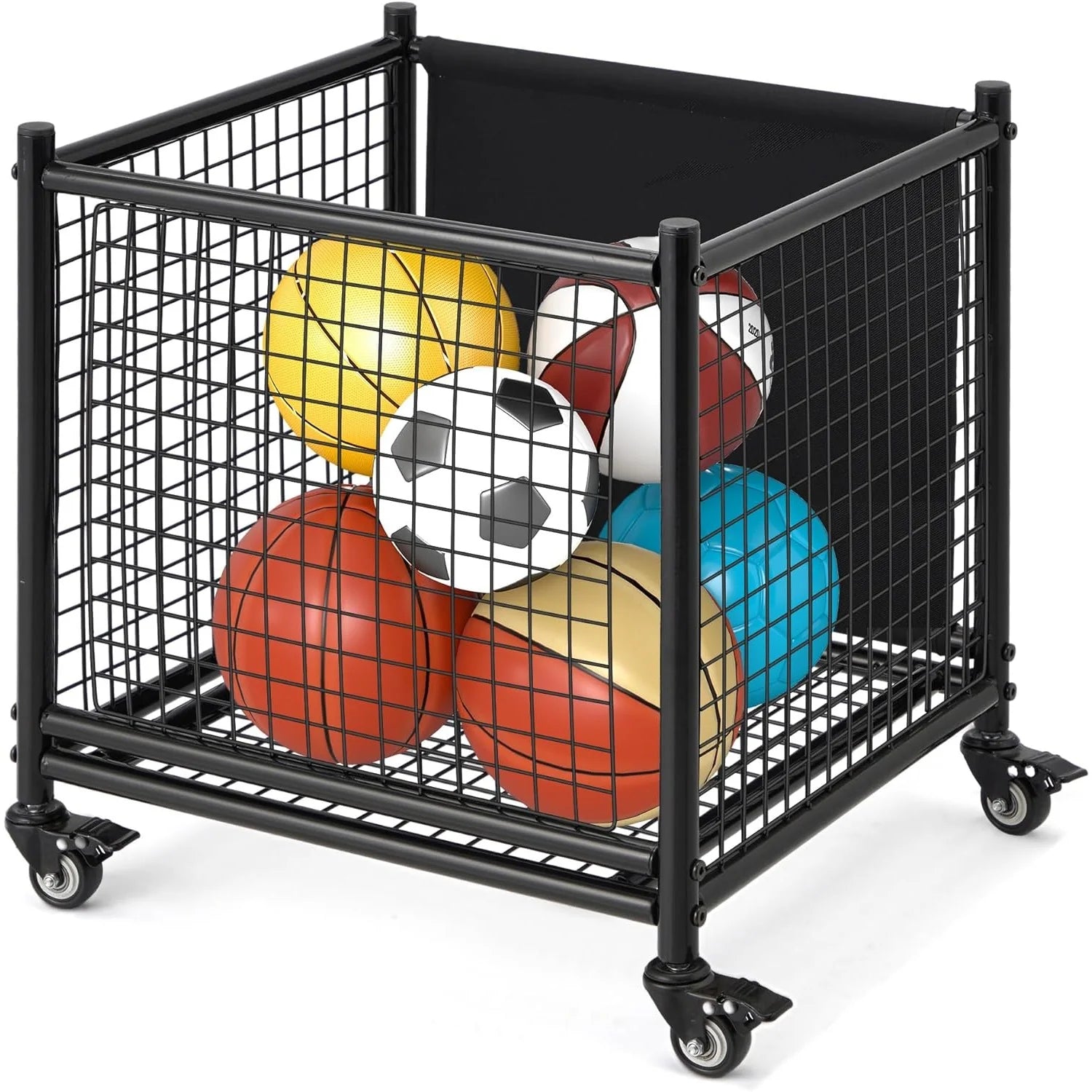 AECOJOY Ball Cart Storage, Rolling Basketball Bin with Wheels for Garage, School, Gym - Product image 1