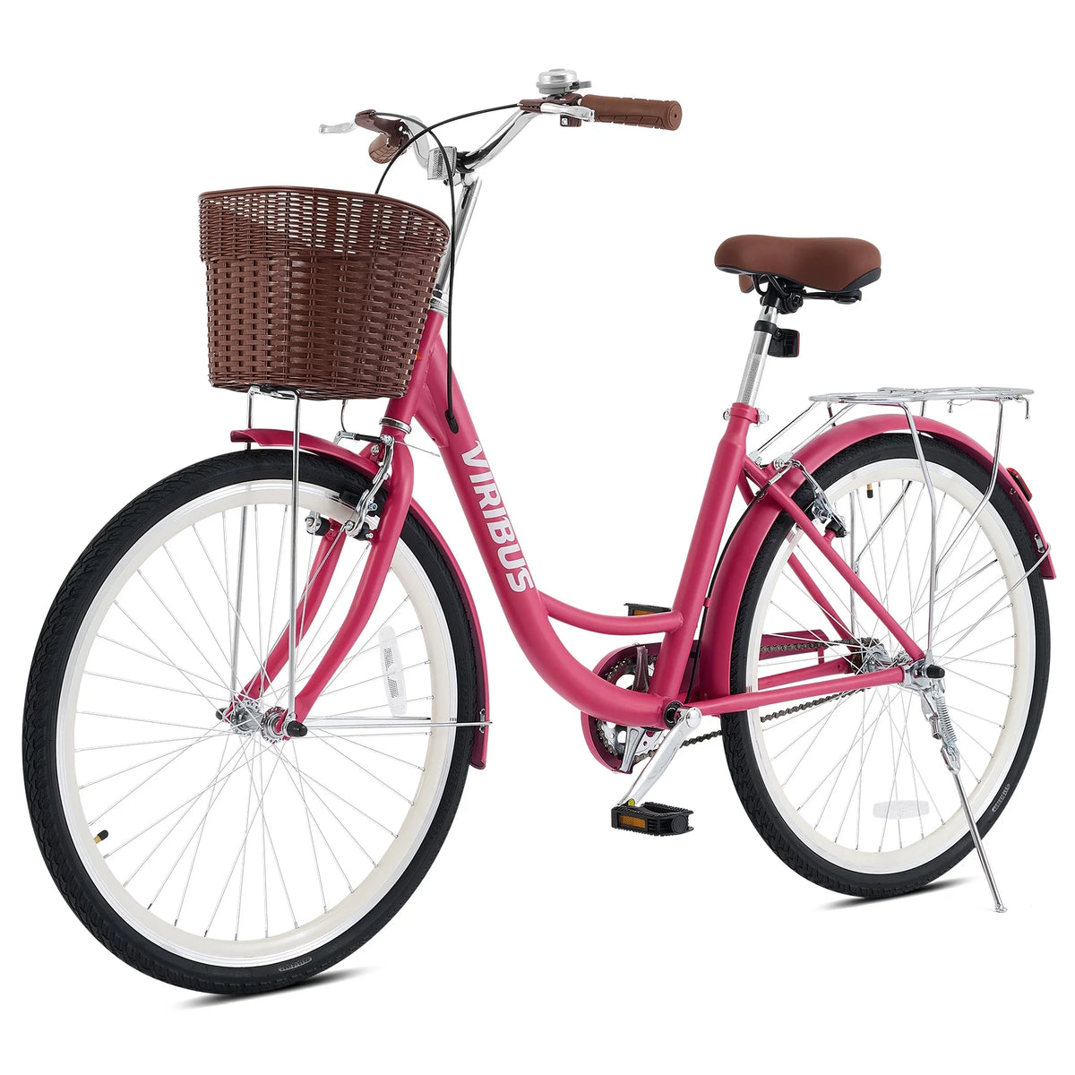 Viribus Women'S Comfort Bike 24 in Beach & City Cruiser Bicycle with Basket Rack White - Product image 16