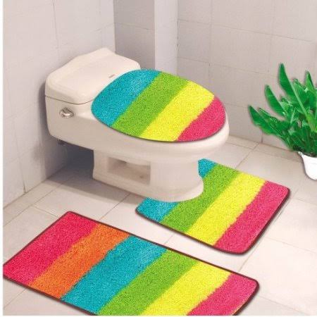 SAM2011 3PC Bathroom Set for Bathroom Rug Contour Large Mat Toilet with Lid Cover Chenille Super Sof Non - Product image 1
