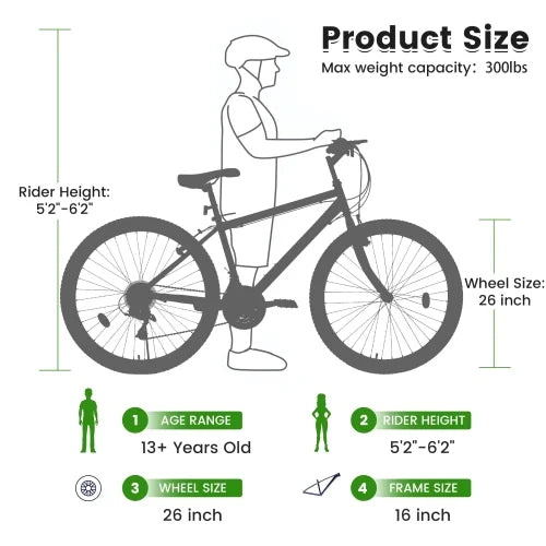 POWANLI 26" Mountain Bike for Women, 21 Speeds Mountain Bicycles with Dual Disc Brakes and 100mm Front - Product image 16