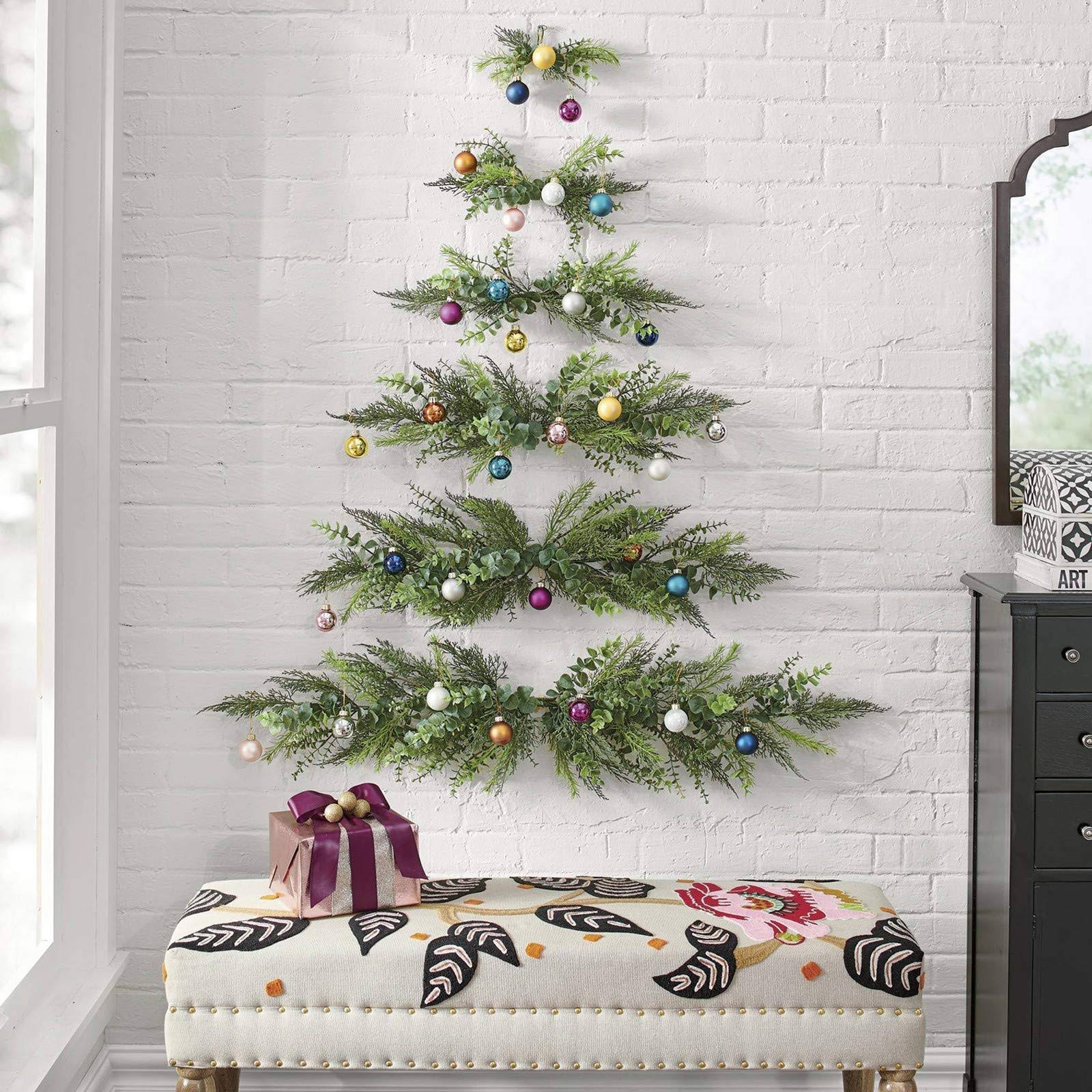 Christmas Tree Wall Decoration, Mini Christmas Tree Wall Hanging, Wall Hanging Christmas Tree with Bells - Product image 1
