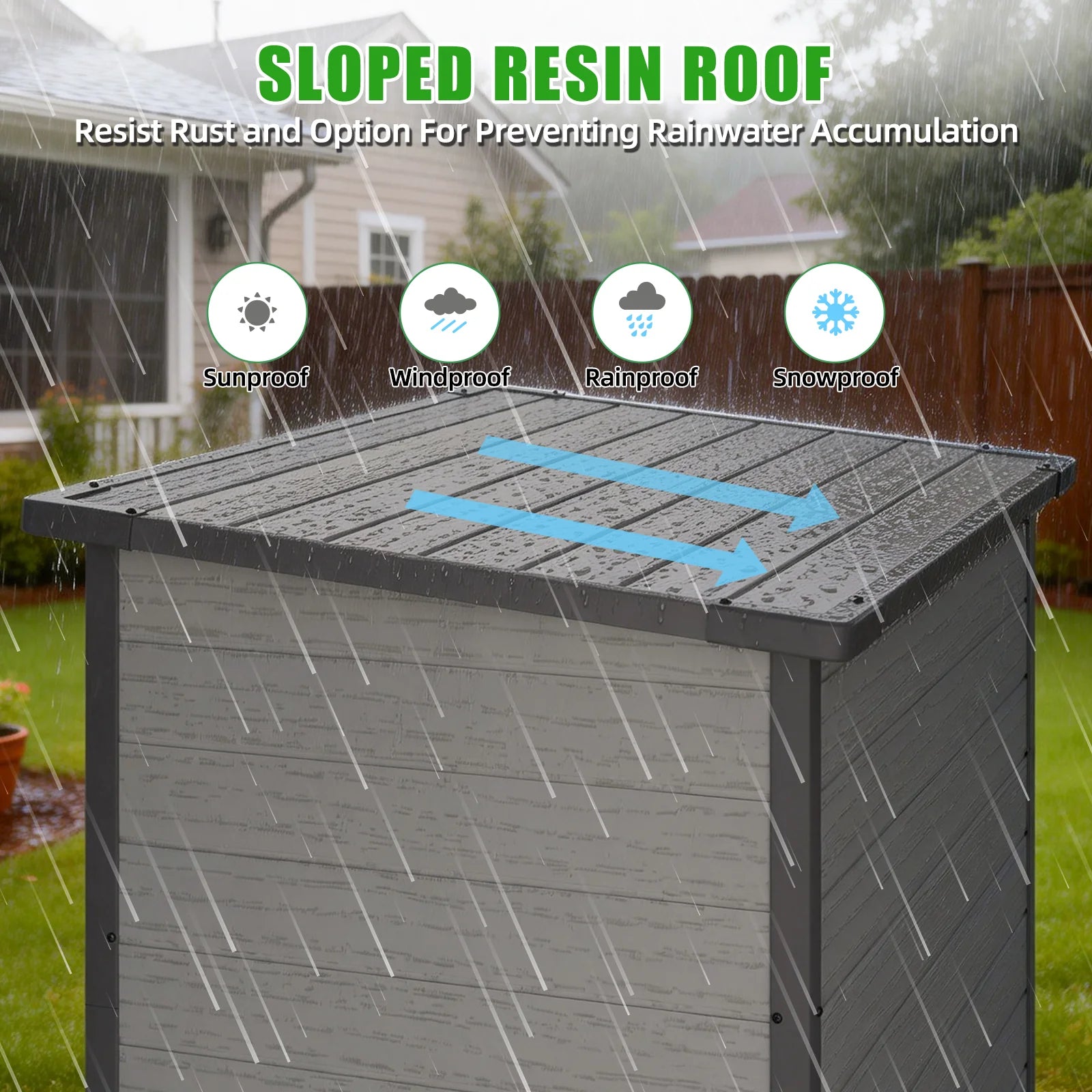 AECOJOY 58 Cu.Ft Resin Outdoor Storage Cabinet Waterproof with Shelves, Dark Gray - Product image 5