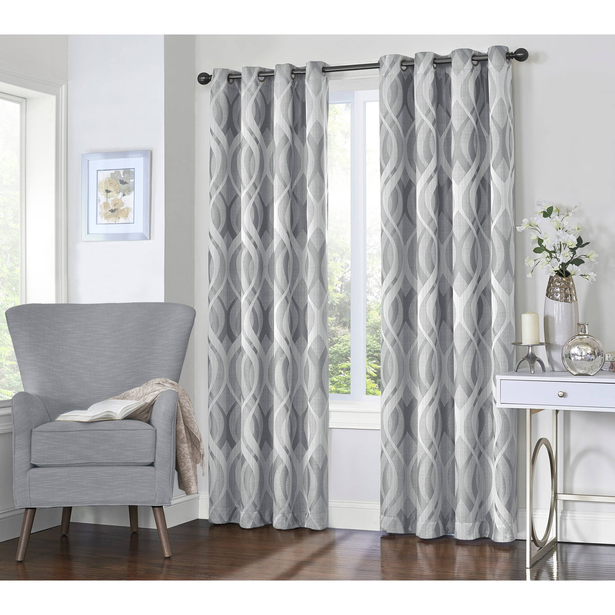 Eclipse Caprese Blackout Window Curtains, Grey, 52x63 - Product image 1