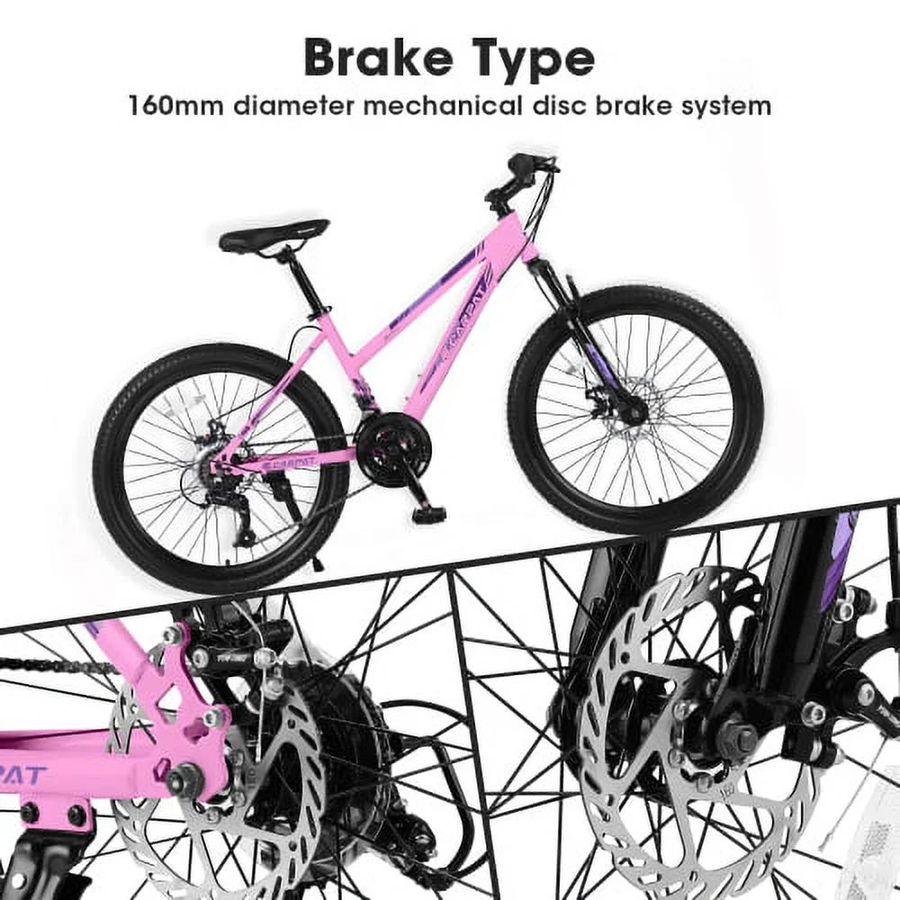 POWANLI 26" Mountain Bike for Women, 21 Speeds Mountain Bicycles with Dual Disc Brakes and 100mm Front - Product image 6